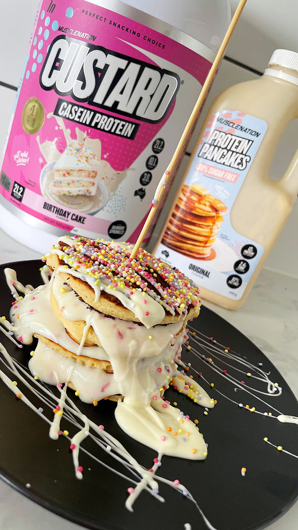 Birthday Cake Protein Pancakes-Muscle Nation