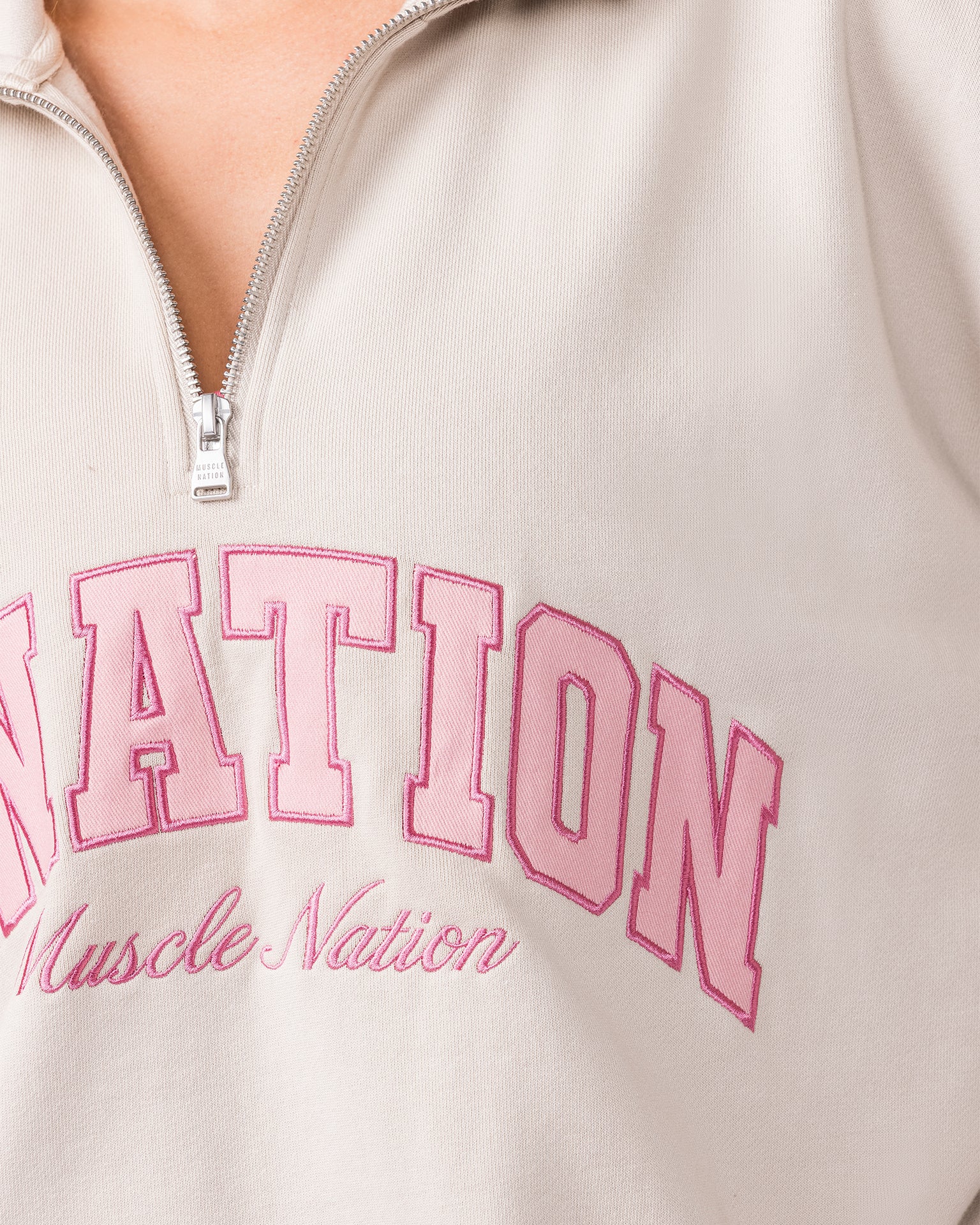 Academy Quarter Zip - Cream-Jumpers & Hoodies-XXS-042619CREAM-XXS-MNAPPRL50241-2-Muscle Nation