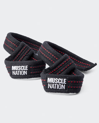 Lifting Straps - Black / Red-Belts & Straps-MNAPP22196-MNAPP22196-2-Muscle Nation