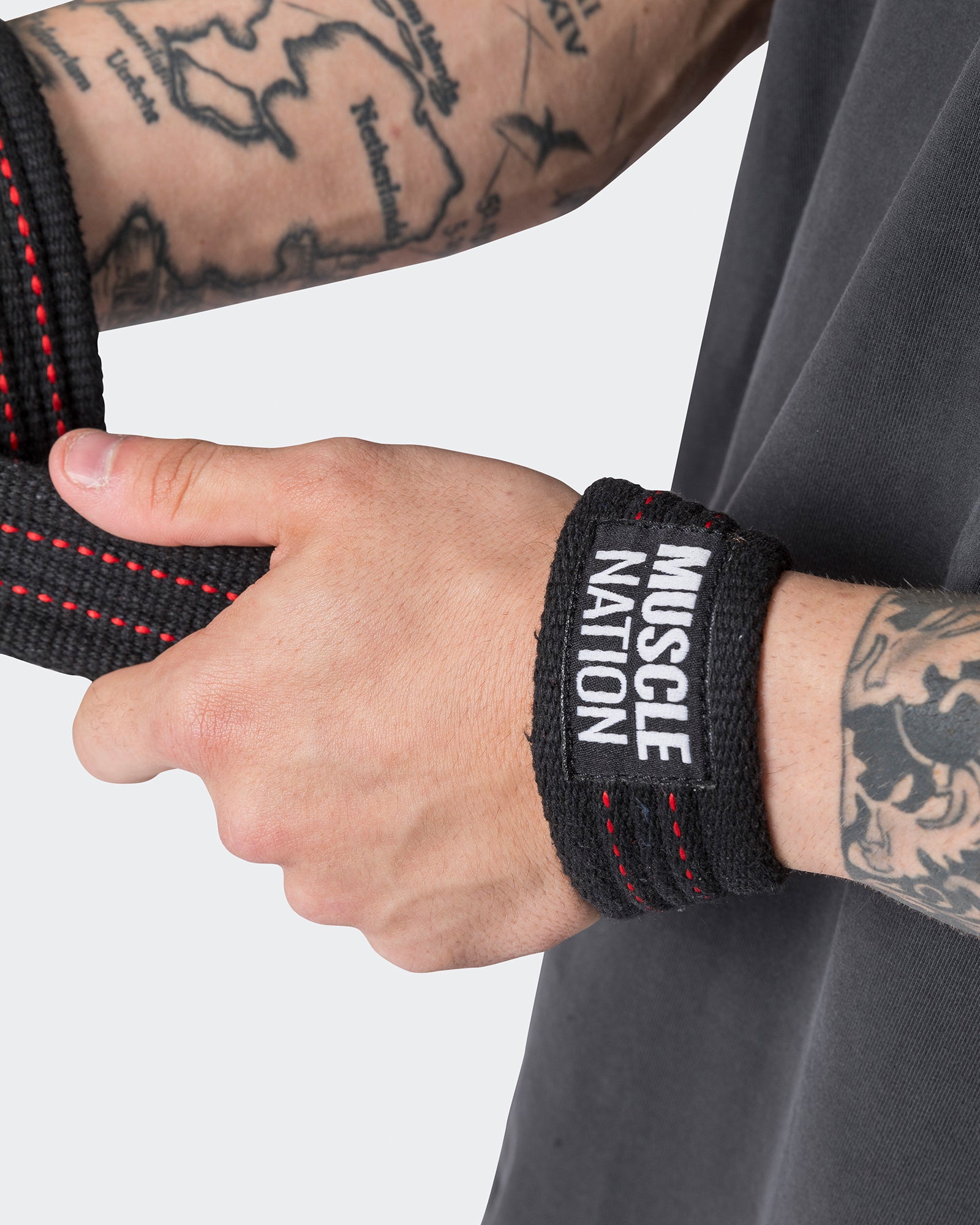 Lifting Straps - Black / Red-Belts & Straps-MNAPP22196-MNAPP22196-6-Muscle Nation