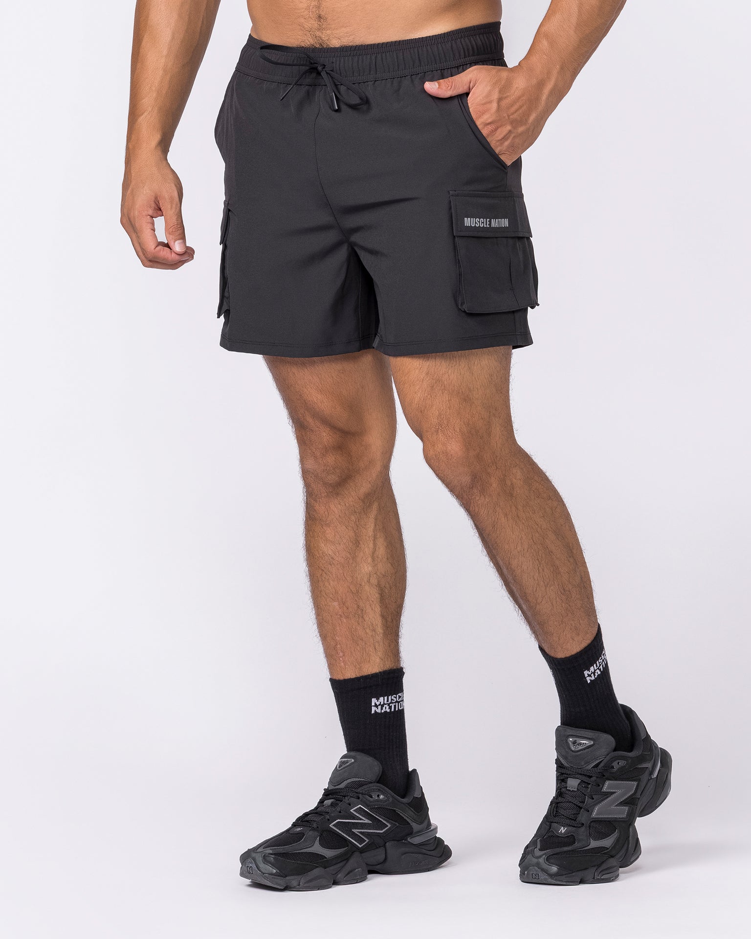 Active Cargo 5" Shorts - Black-Shorts-S-1125161BLK-S-MNAPPRL47185-1-Muscle Nation