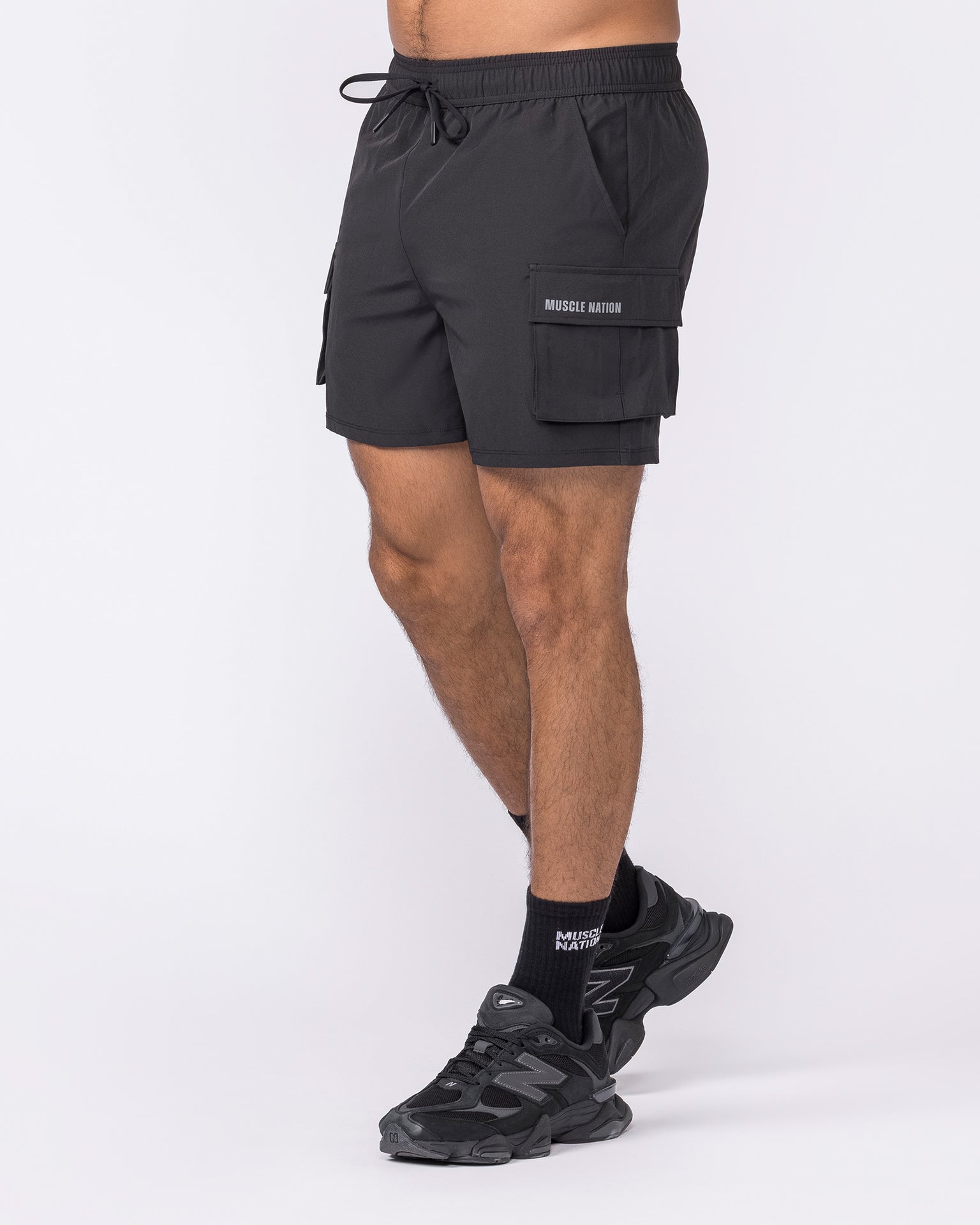 Active Cargo 5" Shorts - Black-Shorts-S-1125161BLK-S-MNAPPRL47185-5-Muscle Nation
