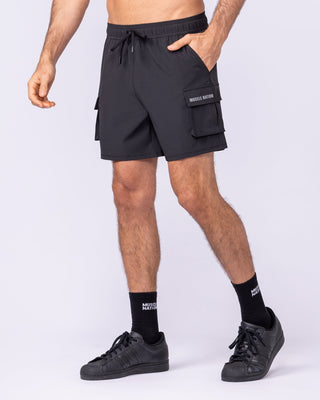 Active Cargo 5" Shorts - Black-Shorts-S-1125161BLK-S-MNAPPRL47185-1-Muscle Nation