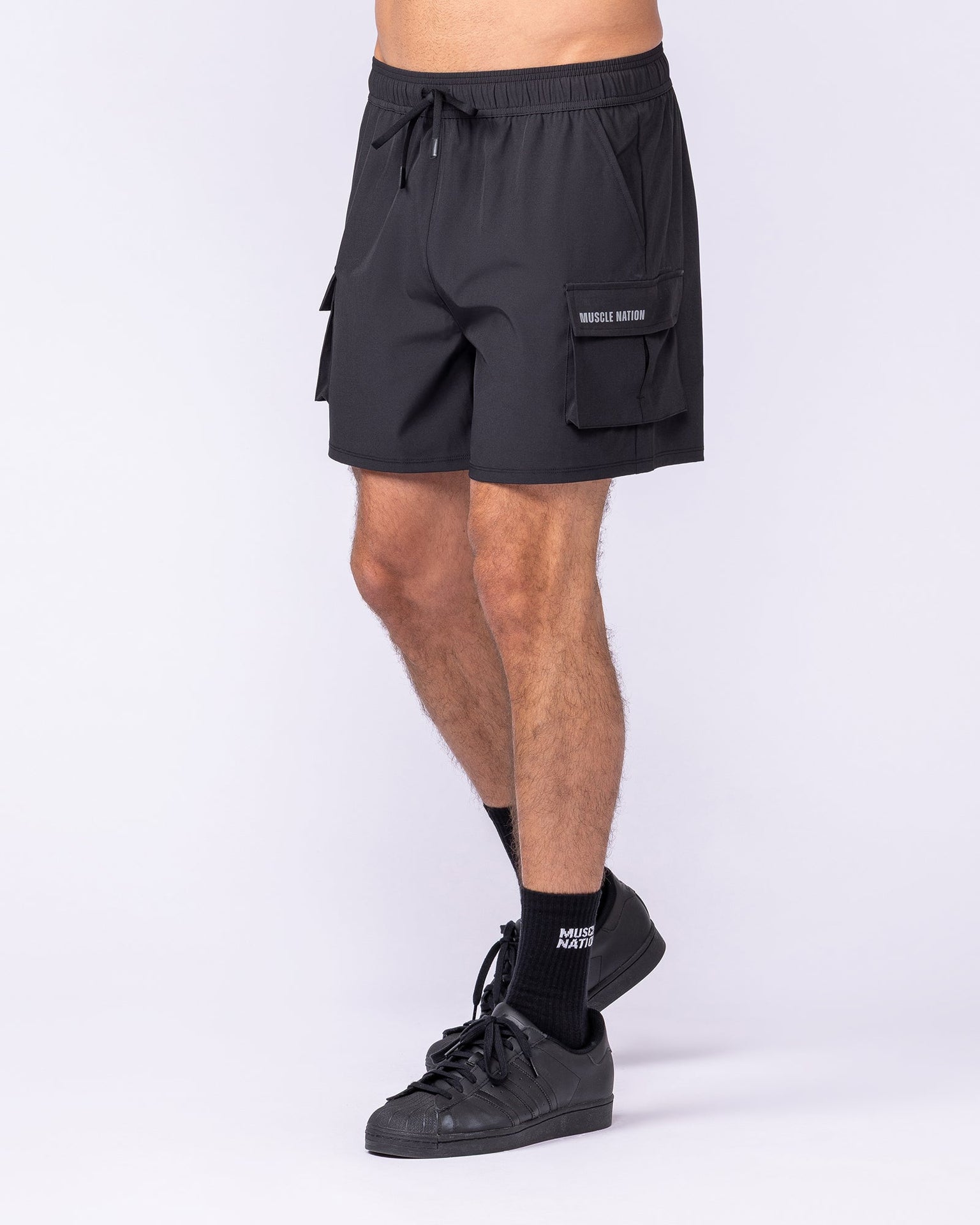 Active Cargo 5" Shorts - Black-Shorts-S-1125161BLK-S-MNAPPRL47185-5-Muscle Nation
