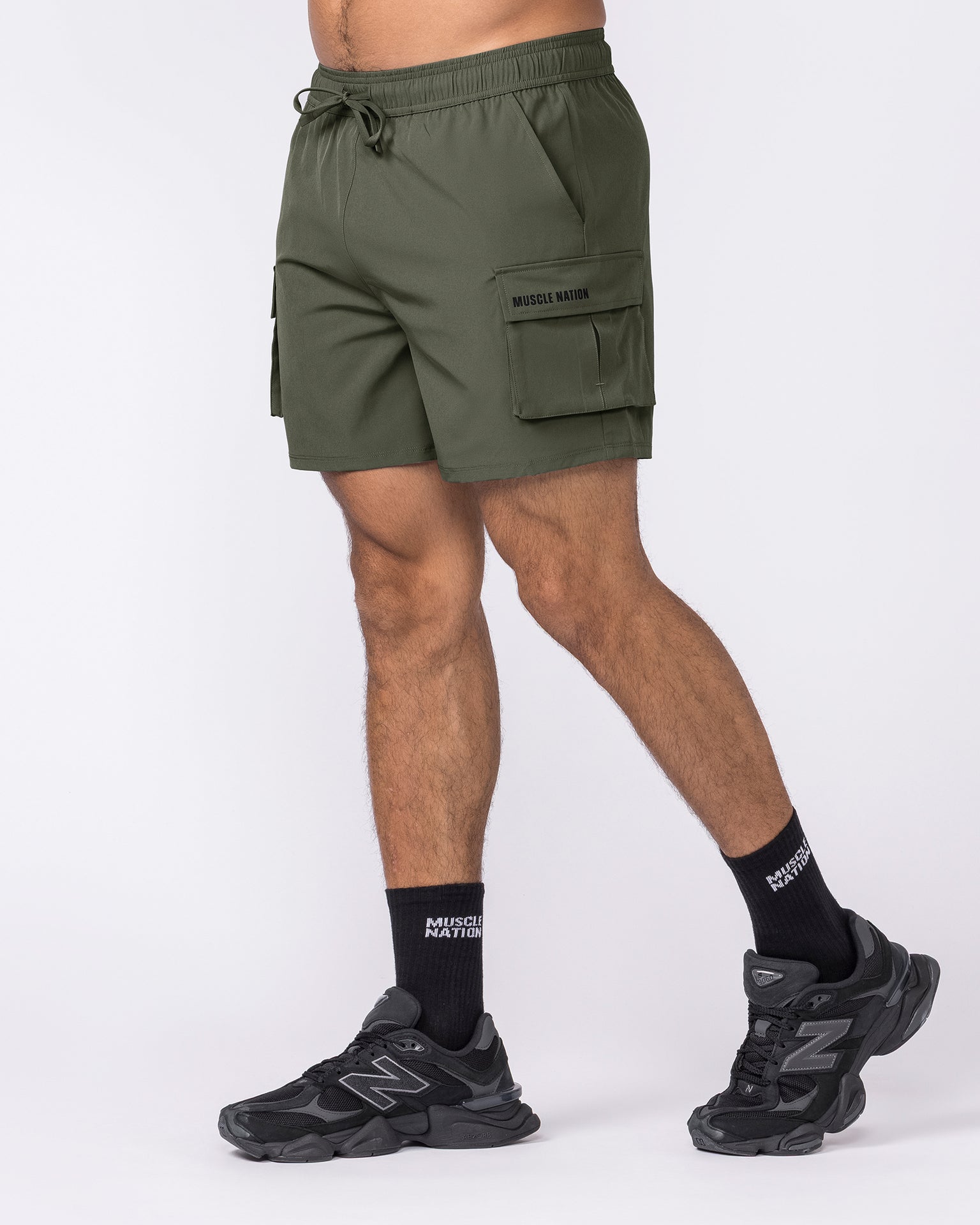 Active Cargo 5" Shorts - Dark Khaki-Shorts-S-022651DKHAKI-S-MNAPPRL49845-3-Muscle Nation