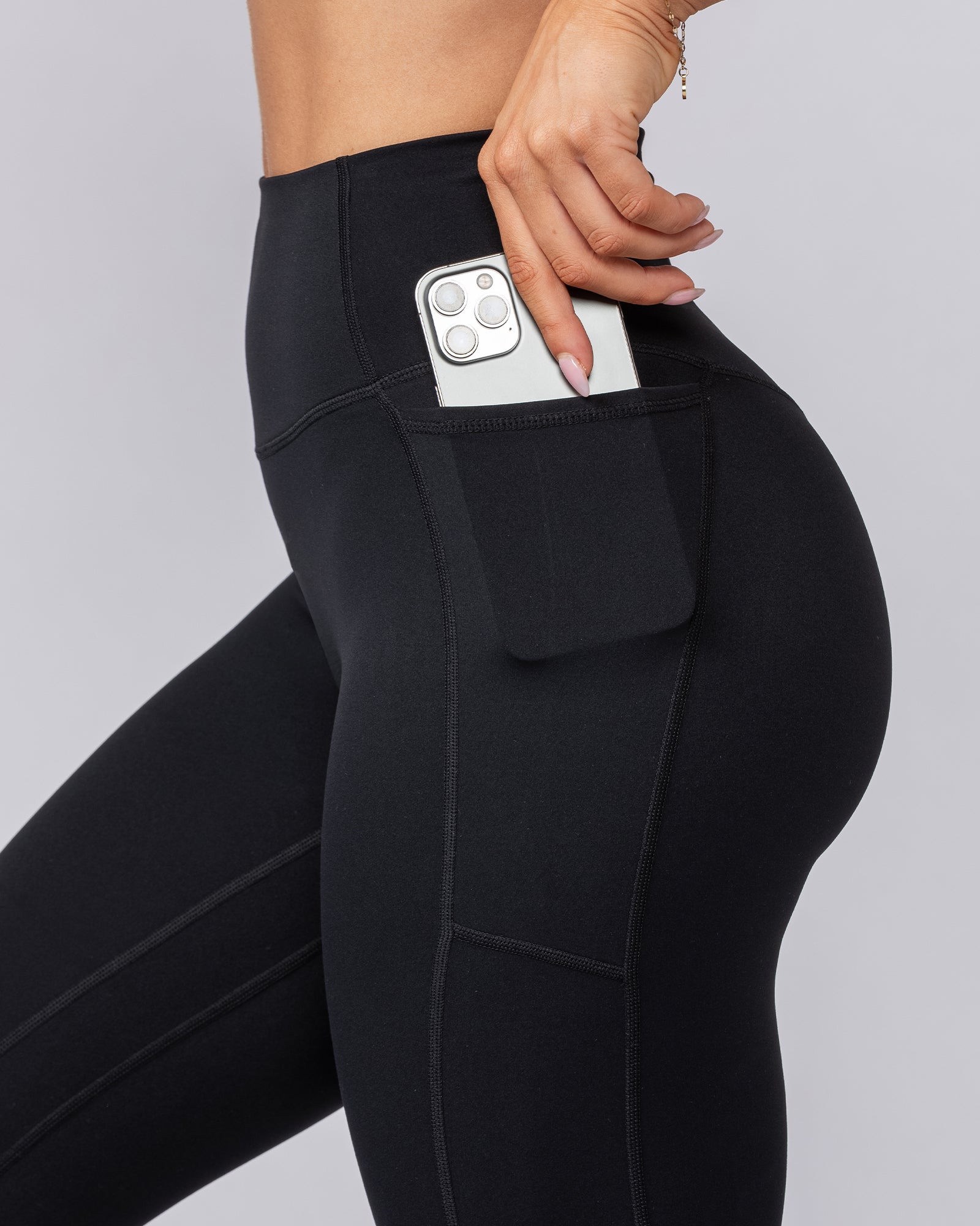 Agility Aura Pocket Ankle Length Leggings - Black-Leggings-XXS-082423BLK-XXS-MNAPPRL32244-2-Muscle Nation