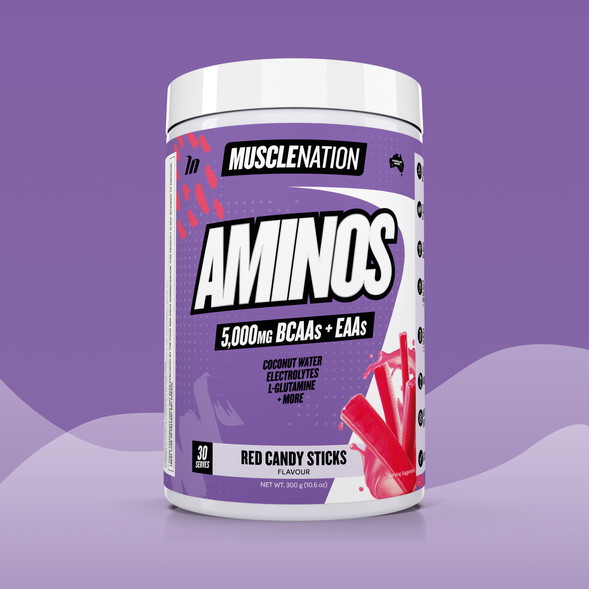 AMINOS + HYDRATION - Red Candy Sticks - 30 serves-Aminos-MNSUPPS0165-764460254235-1-Muscle Nation