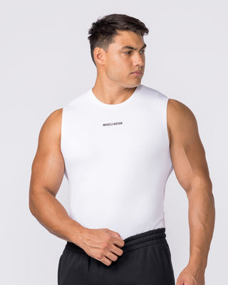 Apex Sleeveless Tee - White-Singlets & Tanks-S-042649WHT-S-MNAPPRL50561-1-Muscle Nation