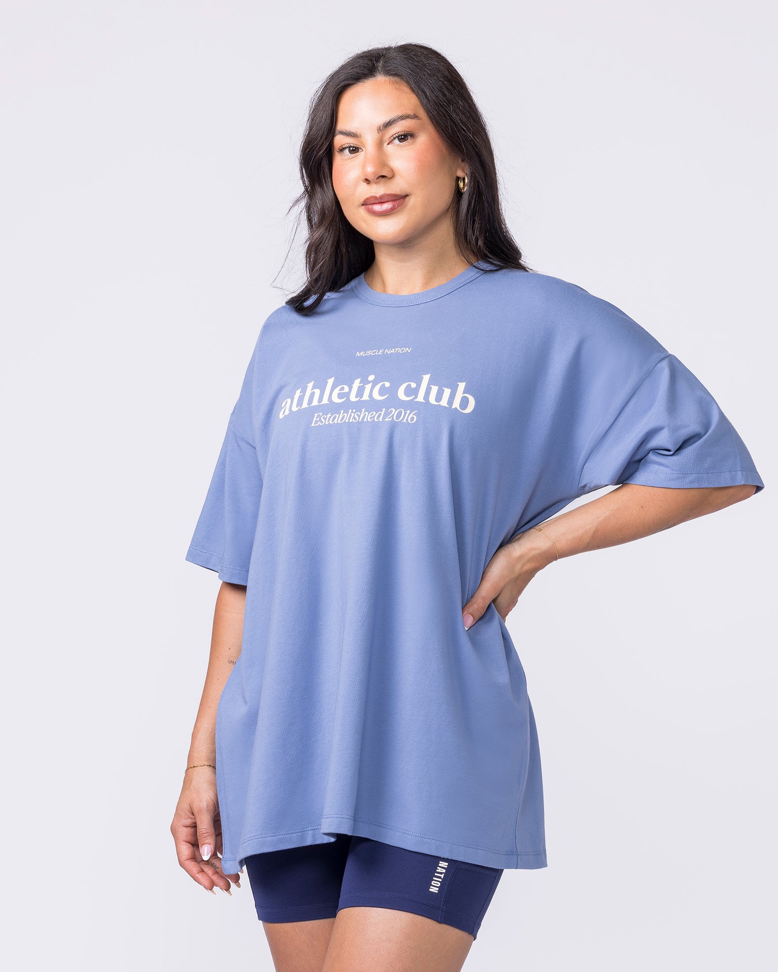 Athletic Club Oversized Tee - Faded Denim-T-Shirts-XXS-022613FDNM-XXS-MNAPPRL48569-4-Muscle Nation