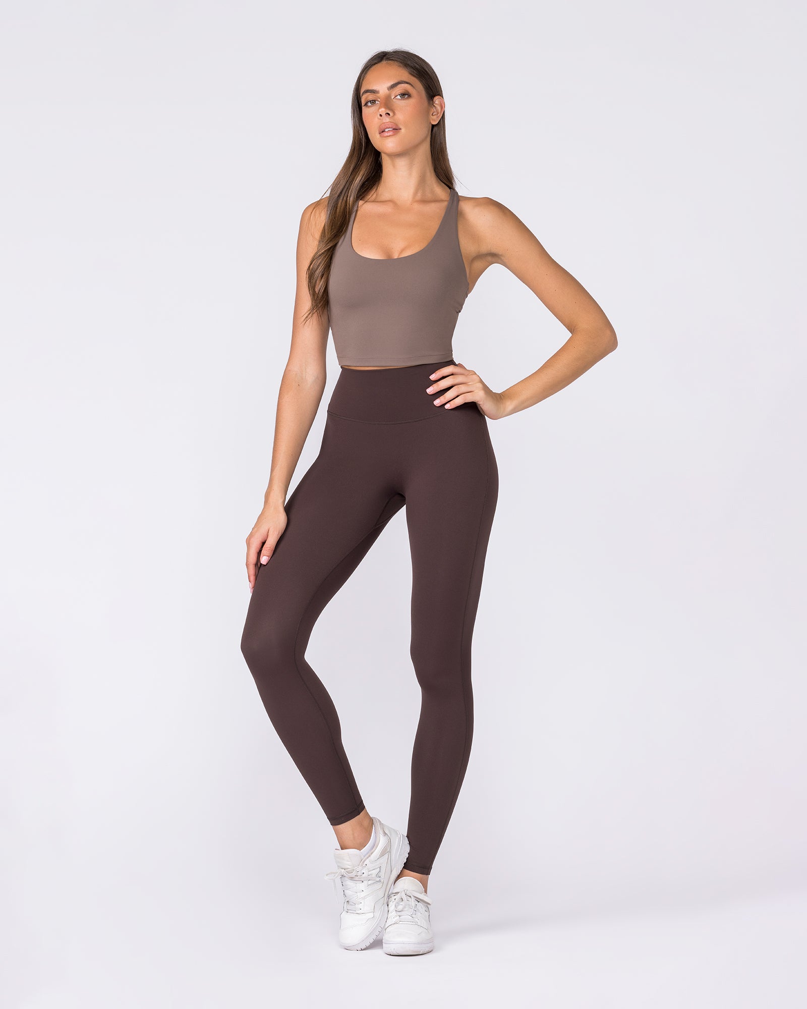 Aura Peachy High Invisible Scrunch Ankle Leggings - Cocoa-Leggings-XXS-032606COCOA-XXS-MNAPPRL48906-7-Muscle Nation