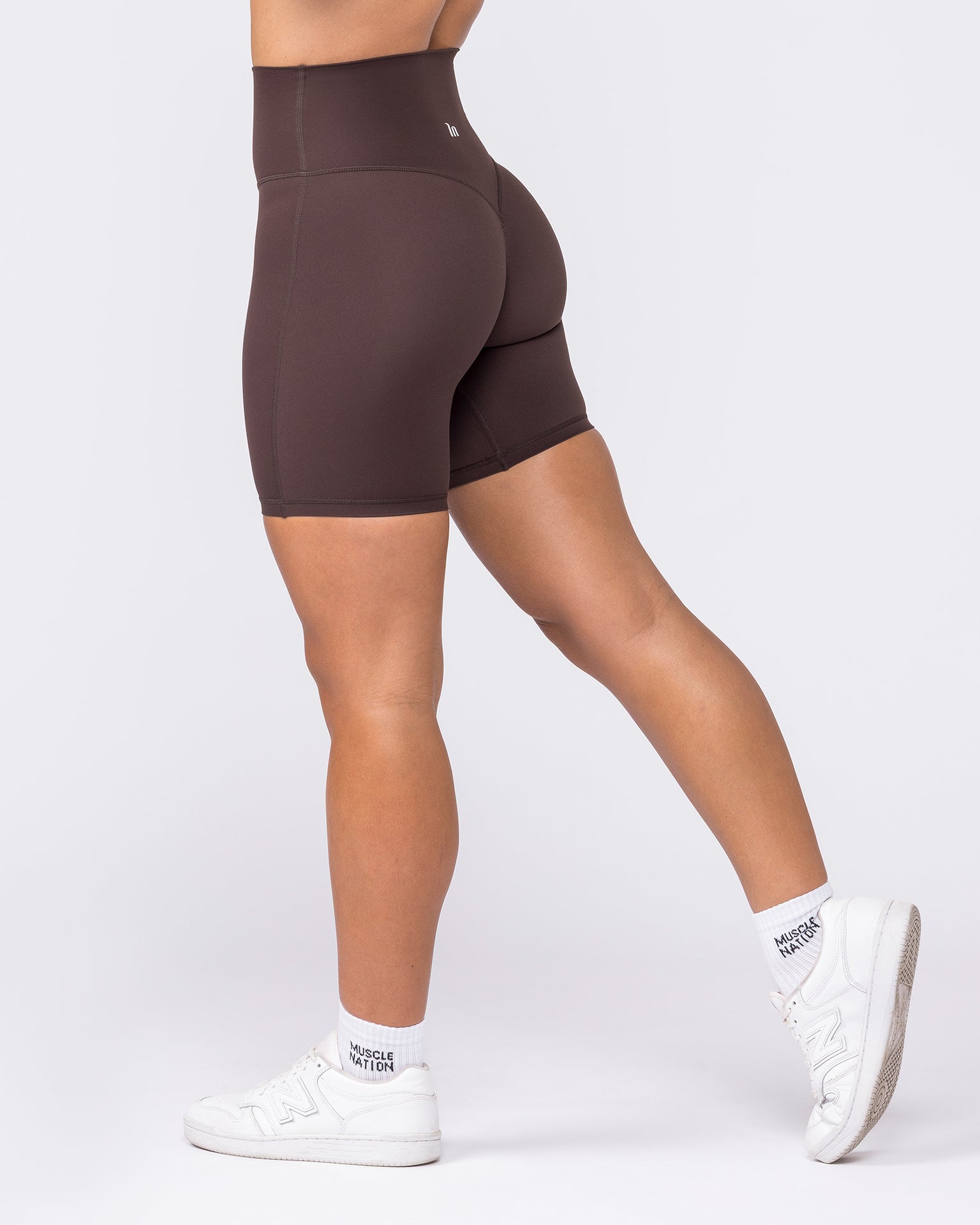 Aura Peachy High Invisible Scrunch Bike Shorts - Cocoa-Shorts-XXS-032604COCOA-XXS-MNAPPRL48942-4-Muscle Nation