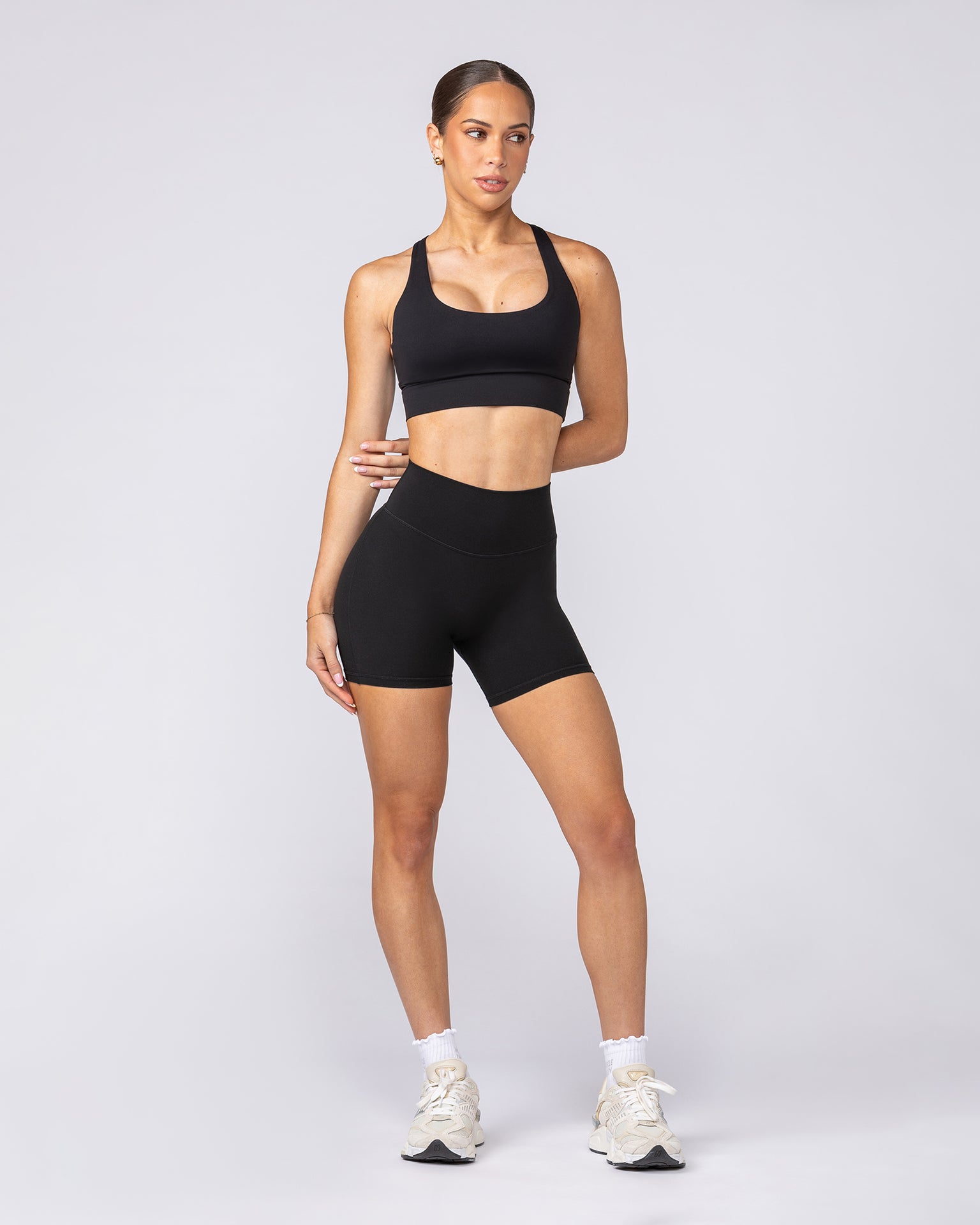 Aura Peachy Invisible Scrunch Midway Shorts - Black-Shorts-XXS-082505BLK-XXS-MNAPPRL43723-8-Muscle Nation