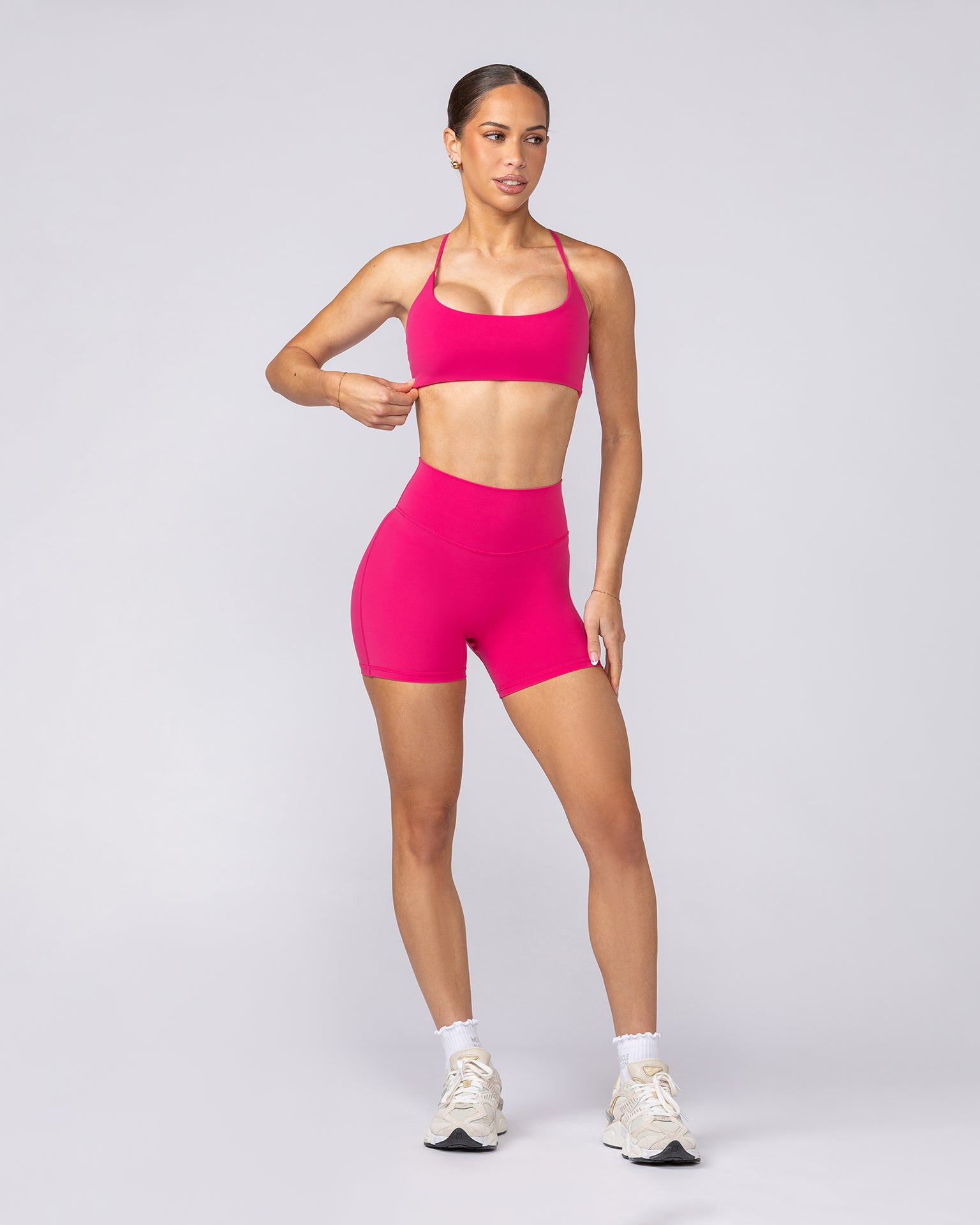 Aura Peachy Invisible Scrunch Midway Shorts - Raspberry-Shorts-XXS-082505RASP-XXS-MNAPPRL43741-6-Muscle Nation