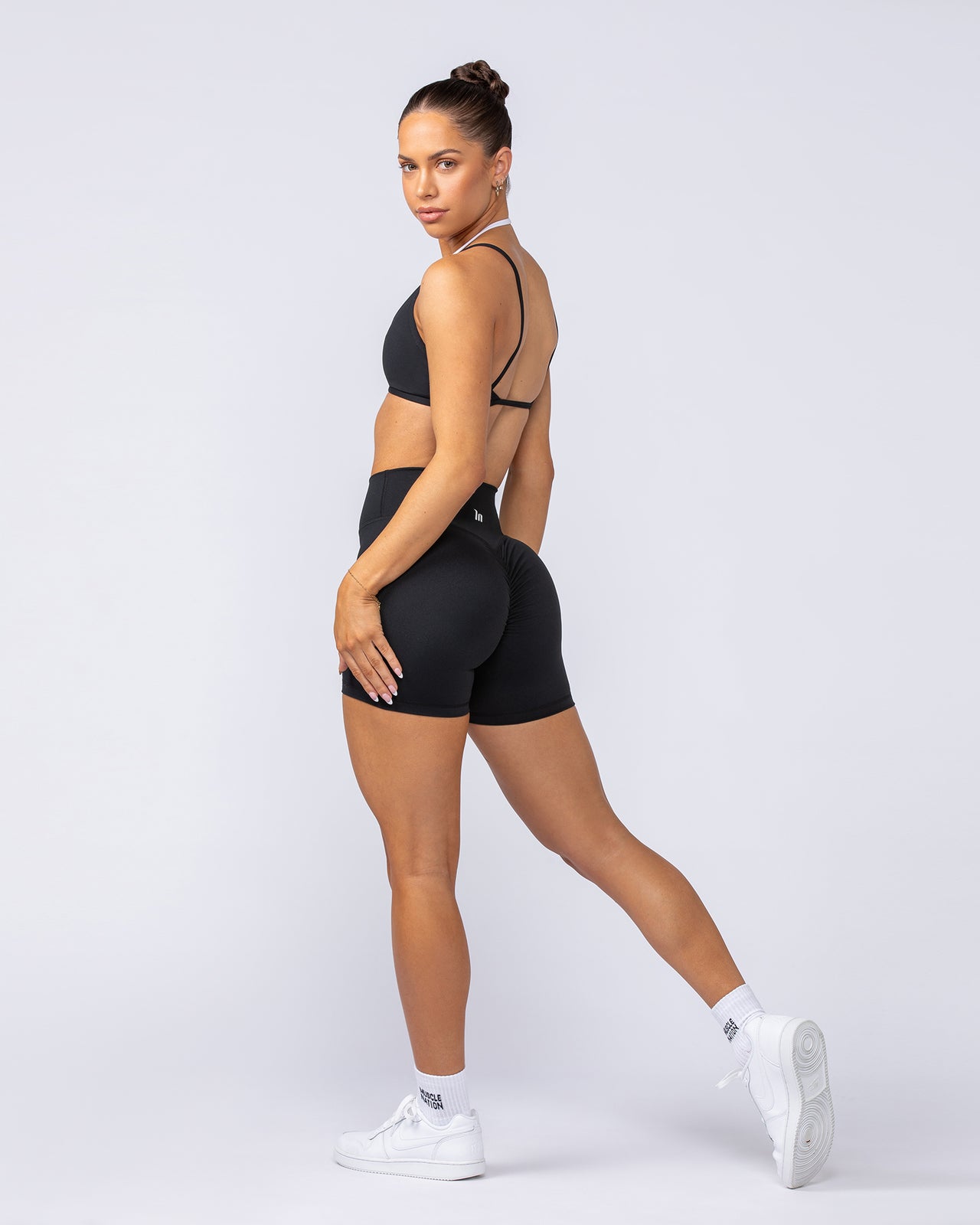 Instinct Scrunch Midway Shorts Black - Muscle Nation women's gym shorts, view 6