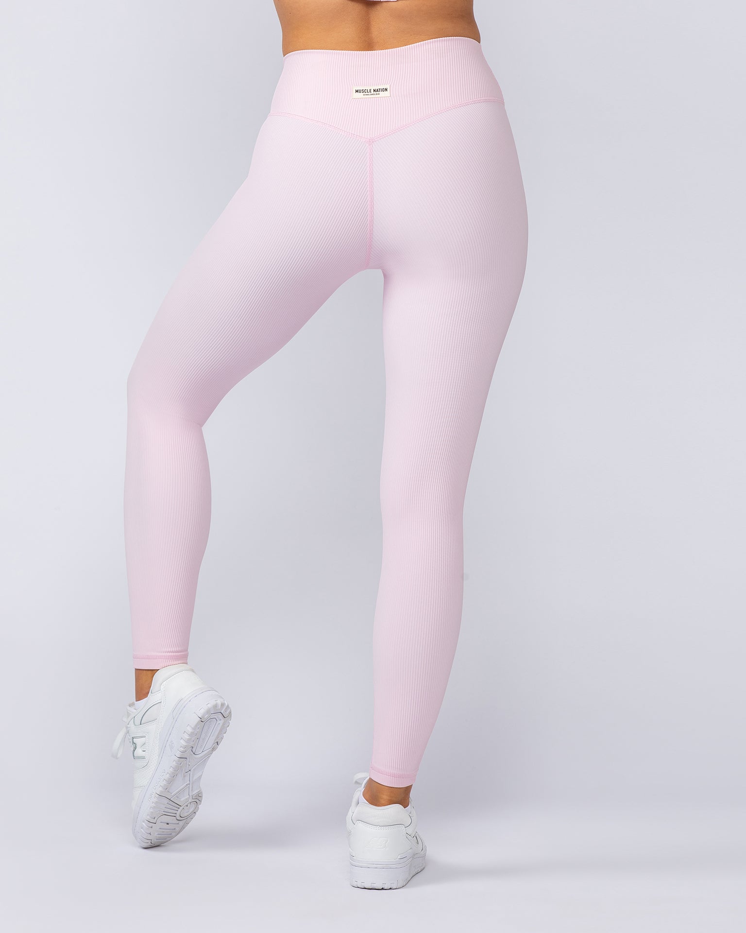 Zero Rise Rib Ankle Length Leggings - Baby Pink-Leggings-XXS-112498BPNK-XXS-MNAPPRL34081-5-Muscle Nation