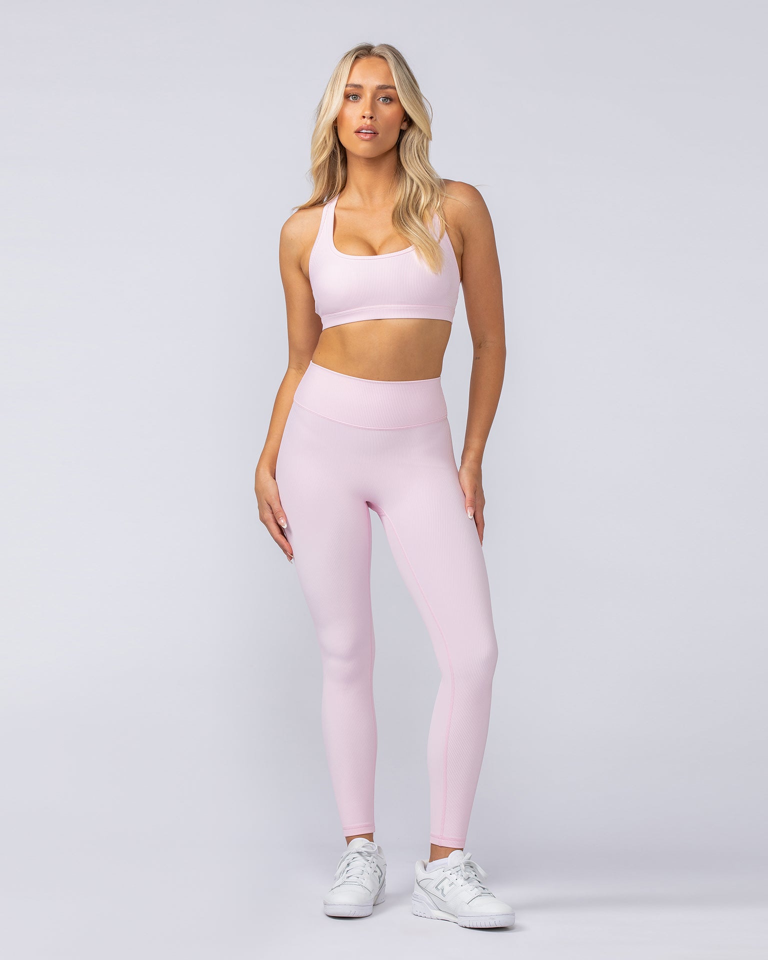 Zero Rise Rib Ankle Length Leggings - Baby Pink-Leggings-XXS-112498BPNK-XXS-MNAPPRL34081-6-Muscle Nation