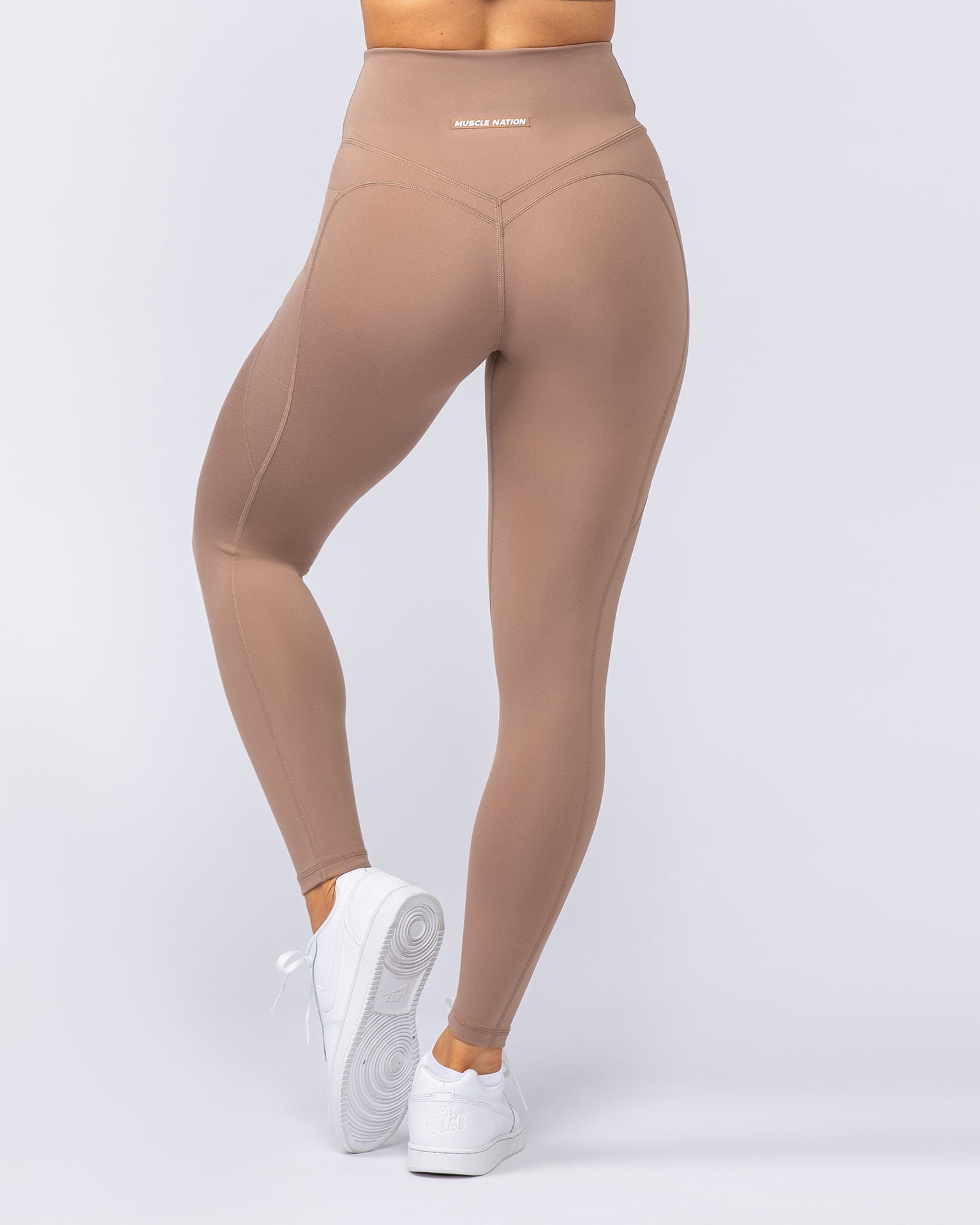 Booty Shaper Pocket Ankle Length Leggings - Cinnamon-Leggings-XXS-112405CINN-XXS-MNAPPRL32839-7-Muscle Nation