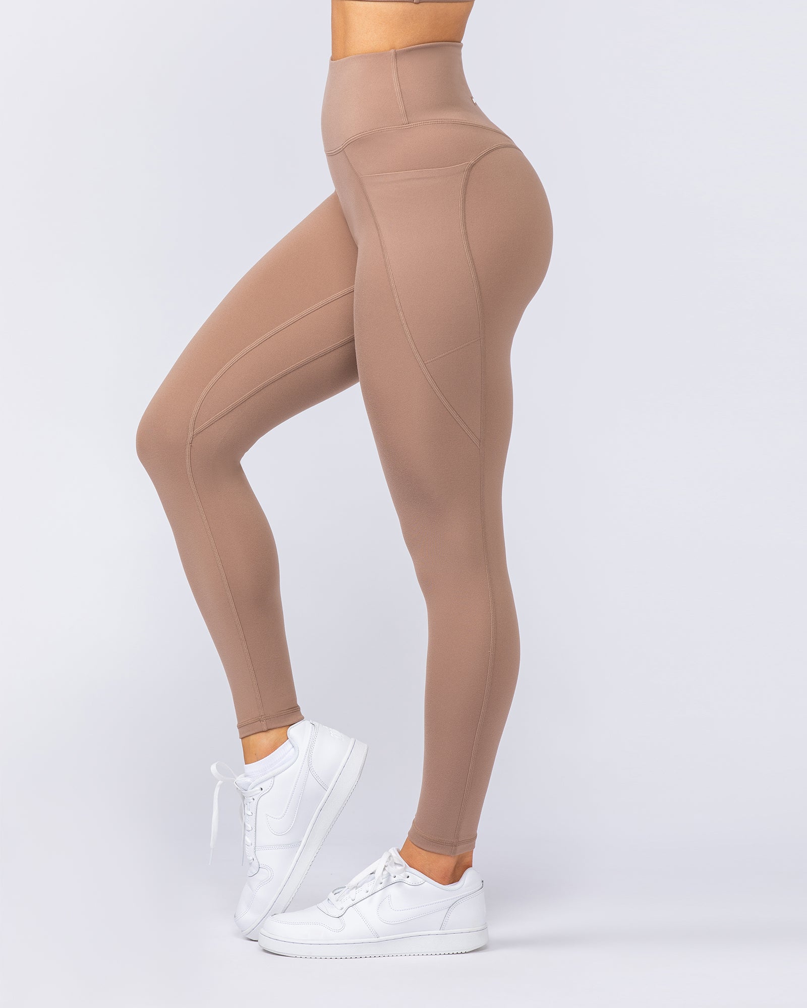 Booty Shaper Pocket Ankle Length Leggings - Cinnamon-Leggings-XXS-112405CINN-XXS-MNAPPRL32839-5-Muscle Nation