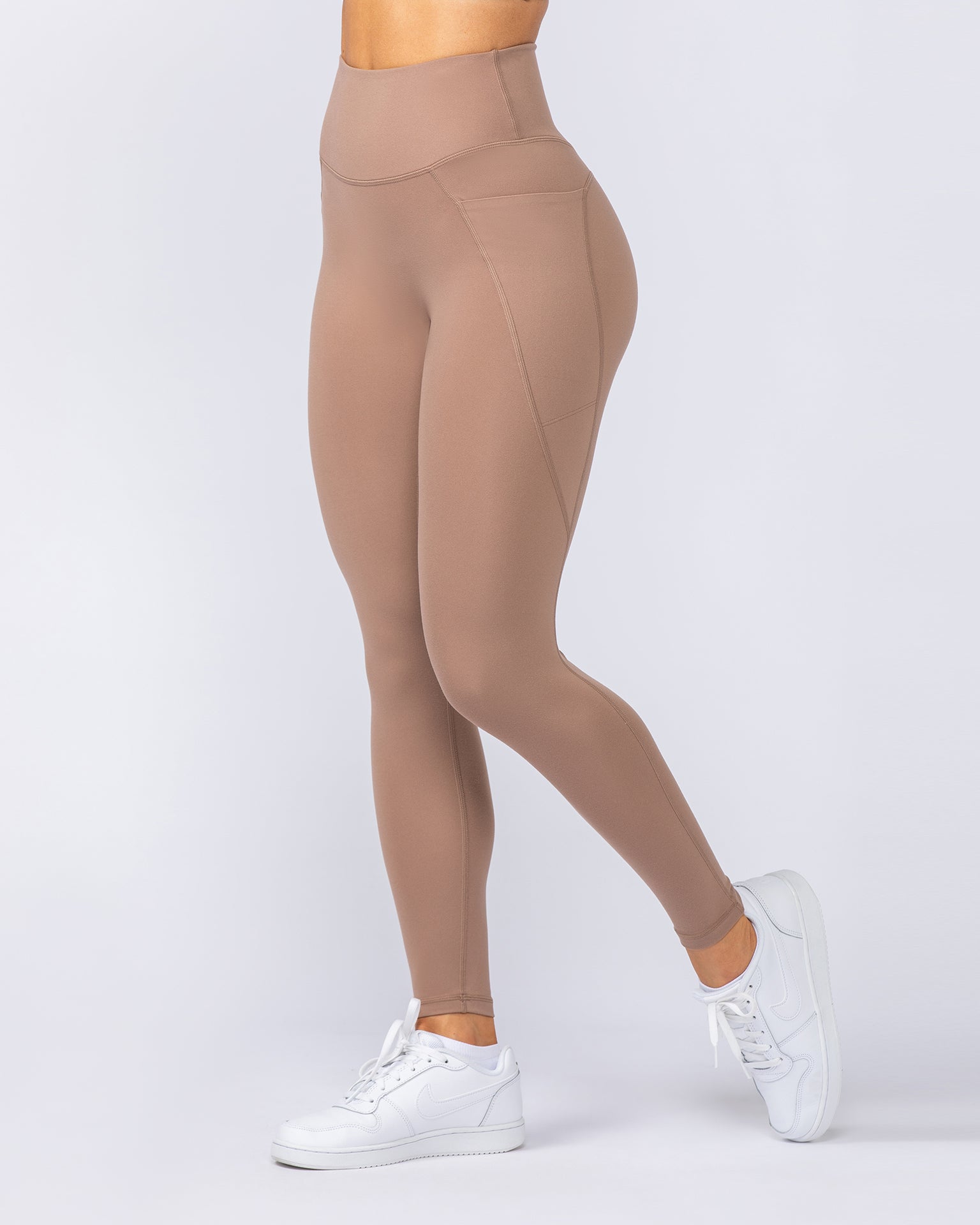 Booty Shaper Pocket Ankle Length Leggings - Cinnamon-Leggings-XXS-112405CINN-XXS-MNAPPRL32839-4-Muscle Nation