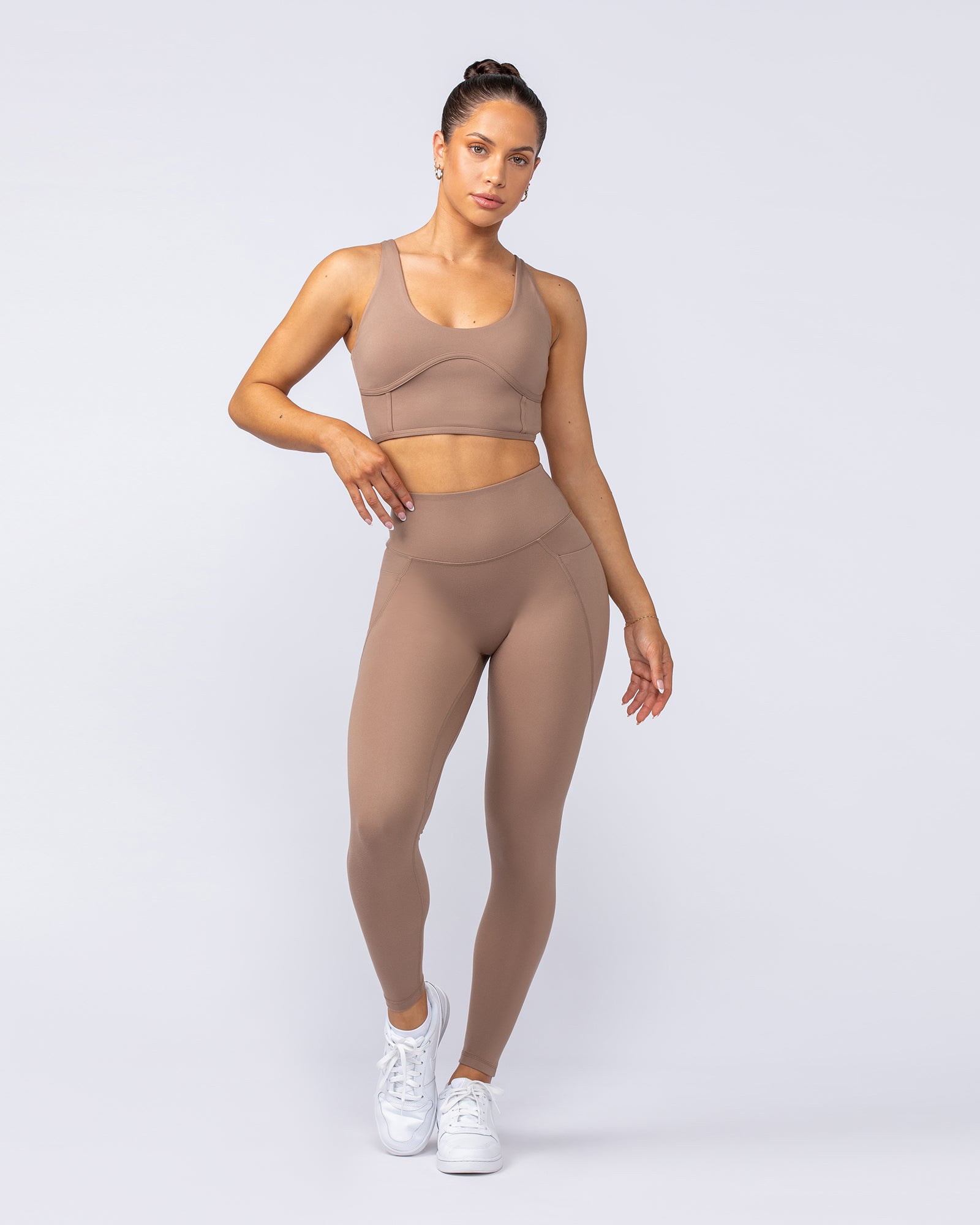 Booty Shaper Pocket Ankle Length Leggings - Cinnamon-Leggings-XXS-112405CINN-XXS-MNAPPRL32839-6-Muscle Nation