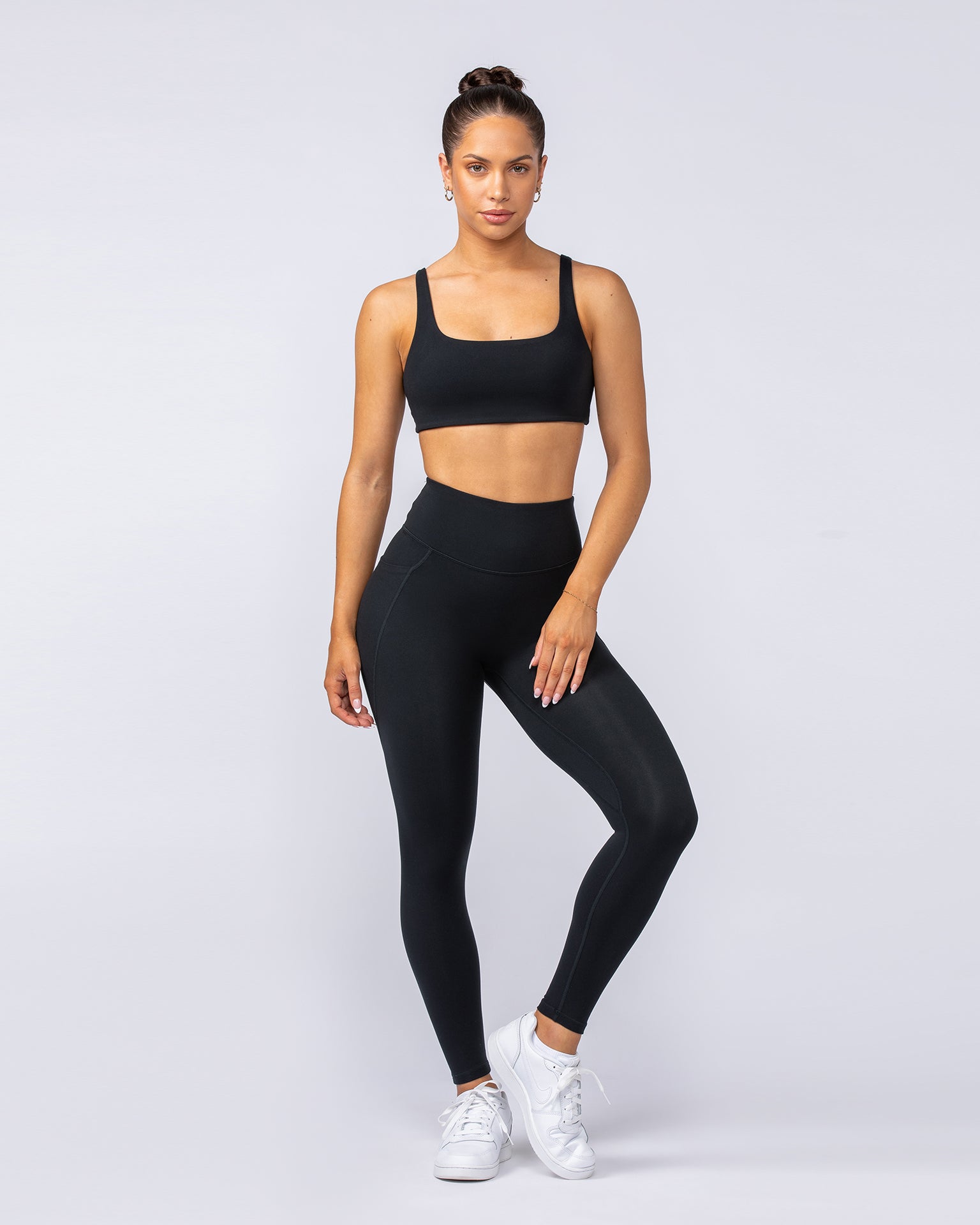 Booty Shaper Pocket Ankle Length Leggings - Black-Leggings-XXS-112405BLK-XXS-MNAPPRL32857-7-Muscle Nation