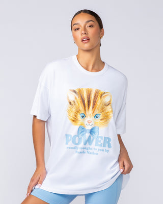 P Power Oversized Tee - White-T-Shirts-XXS-112456WHT-XXS-MNAPPRL34667-2-Muscle Nation