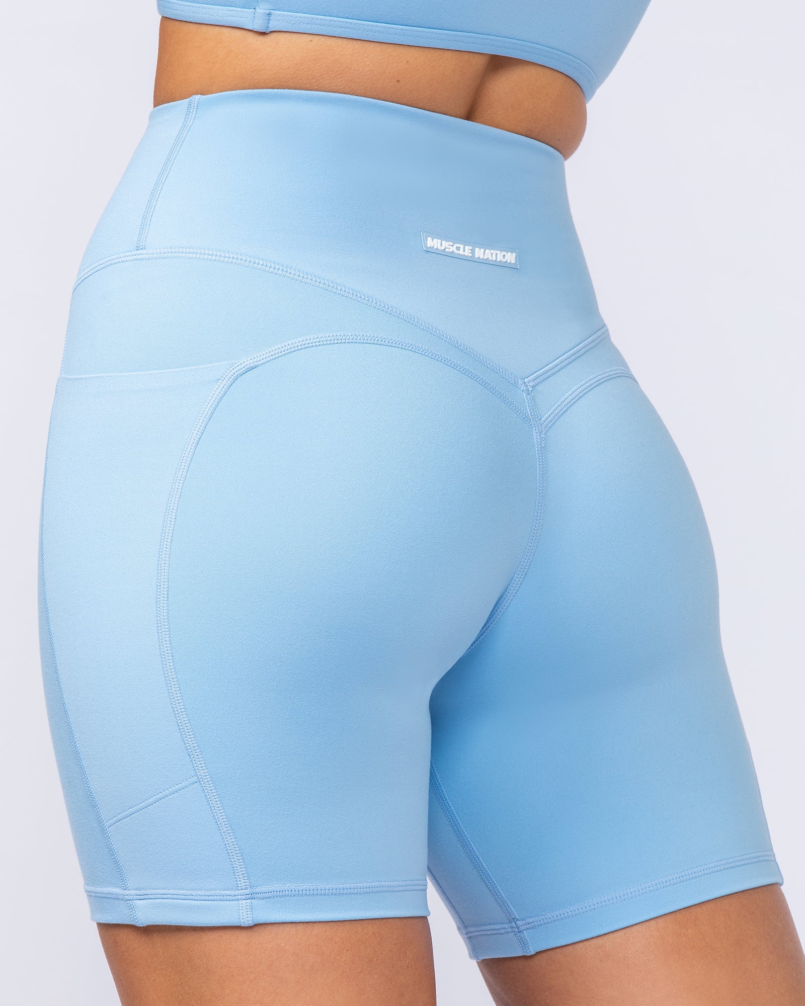 Booty Shaper Pocket Bike Shorts - Pacific Blue-Shorts-XXS-112404PACBLU-XXS-MNAPPRL32830-4-Muscle Nation