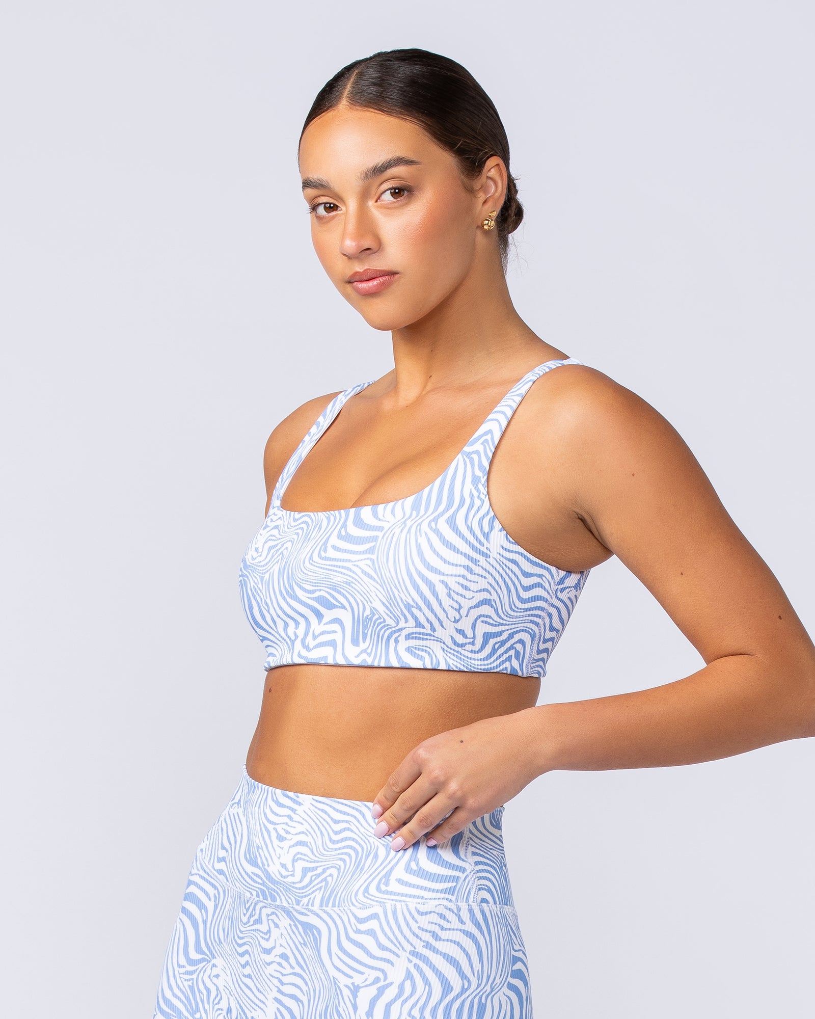 Fundamental Zebra Rib Bra - Pacific Blue Zebra-Sports Bras-XXS-112418PACBLZEB-XXS-MNAPPRL33163-3-Muscle Nation