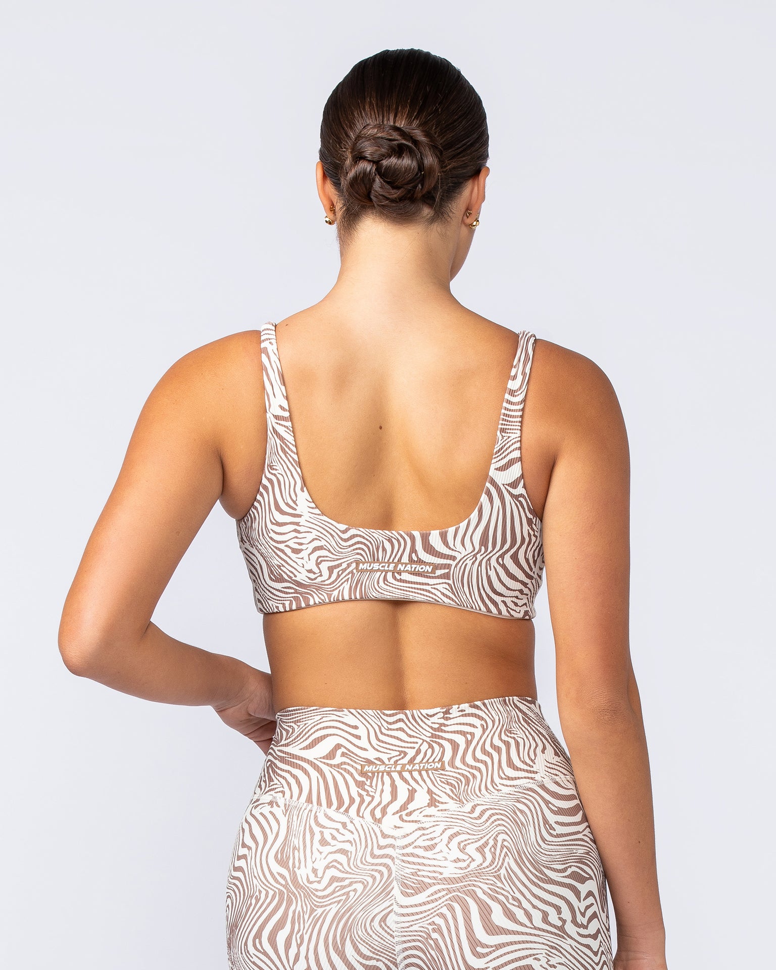 Fundamental Zebra Rib Bra - Cinnamon Zebra-Sports Bras-XXS-112418CINZEB-XXS-MNAPPRL33172-6-Muscle Nation