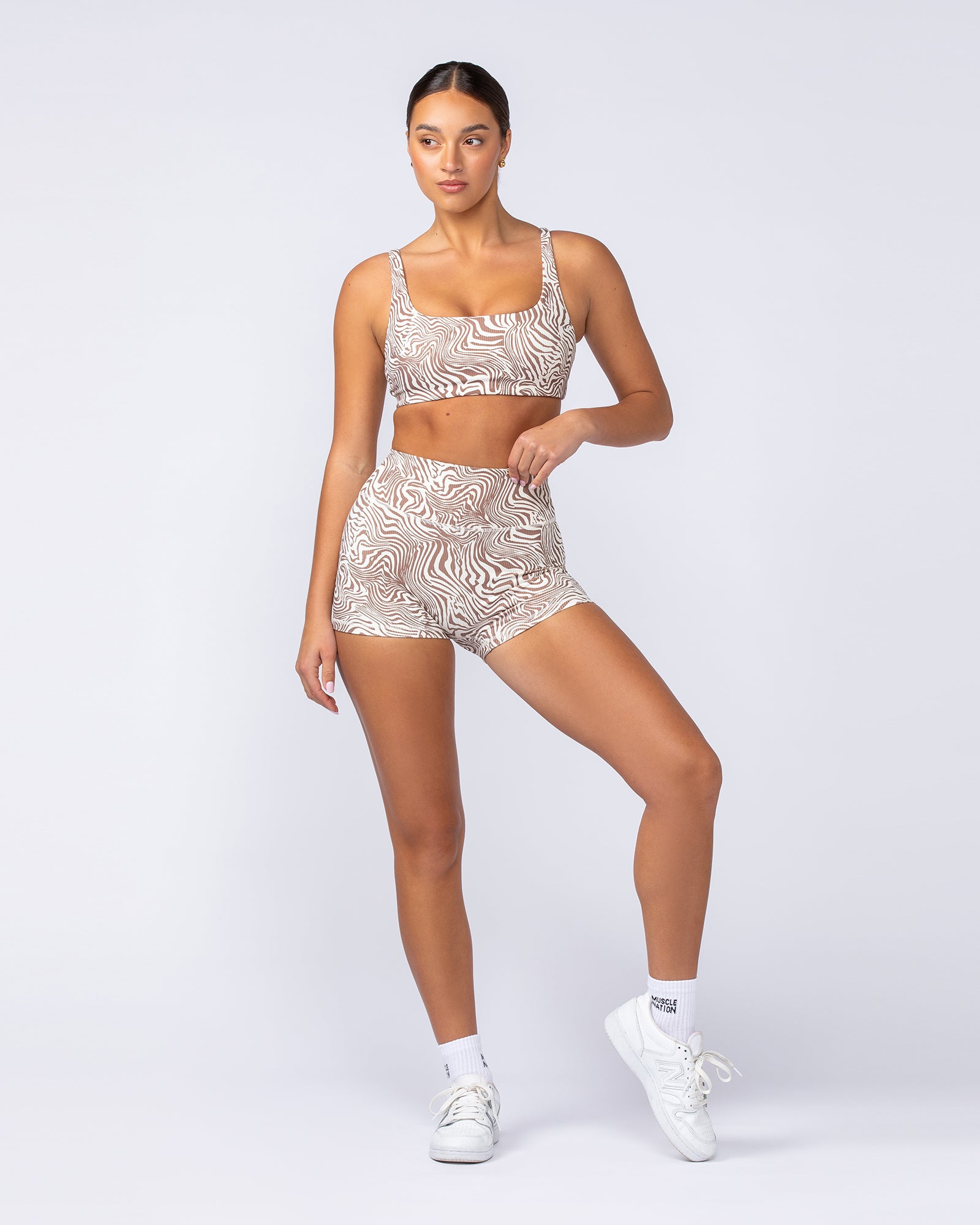 Fundamental Zebra Rib Bra - Cinnamon Zebra-Sports Bras-XXS-112418CINZEB-XXS-MNAPPRL33172-7-Muscle Nation