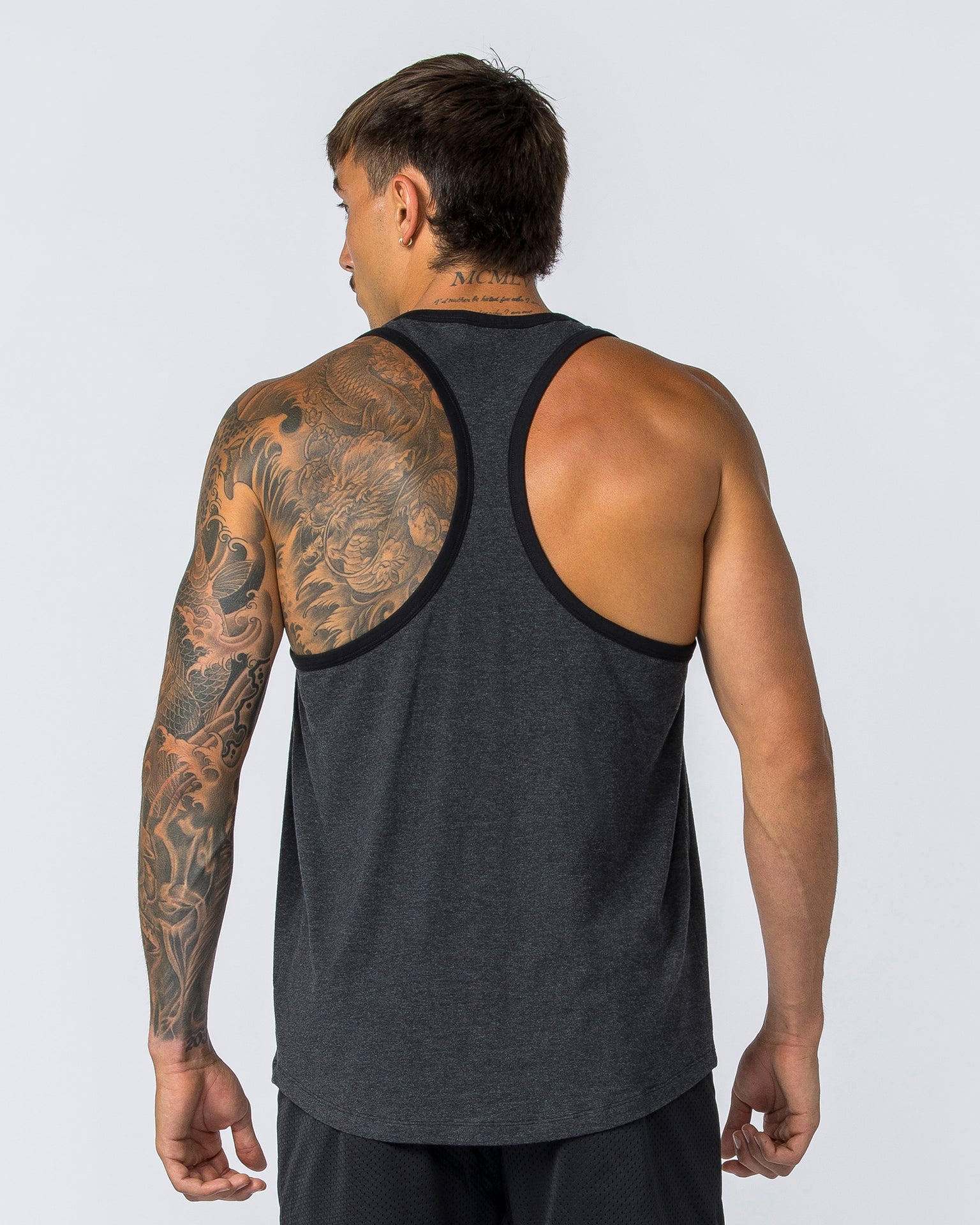 Striker Y Back Singlet - Black Marl (Black Bind)-Singlets & Tanks-S-112363BLKMRL-S-MNAPPRL28223-5-Muscle Nation