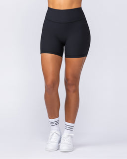 Zero Rise Rib Midway Shorts - Black (Silicone Logo)-Shorts-XXS-112490BLK-XXS-MNAPPRL33937-1-Muscle Nation