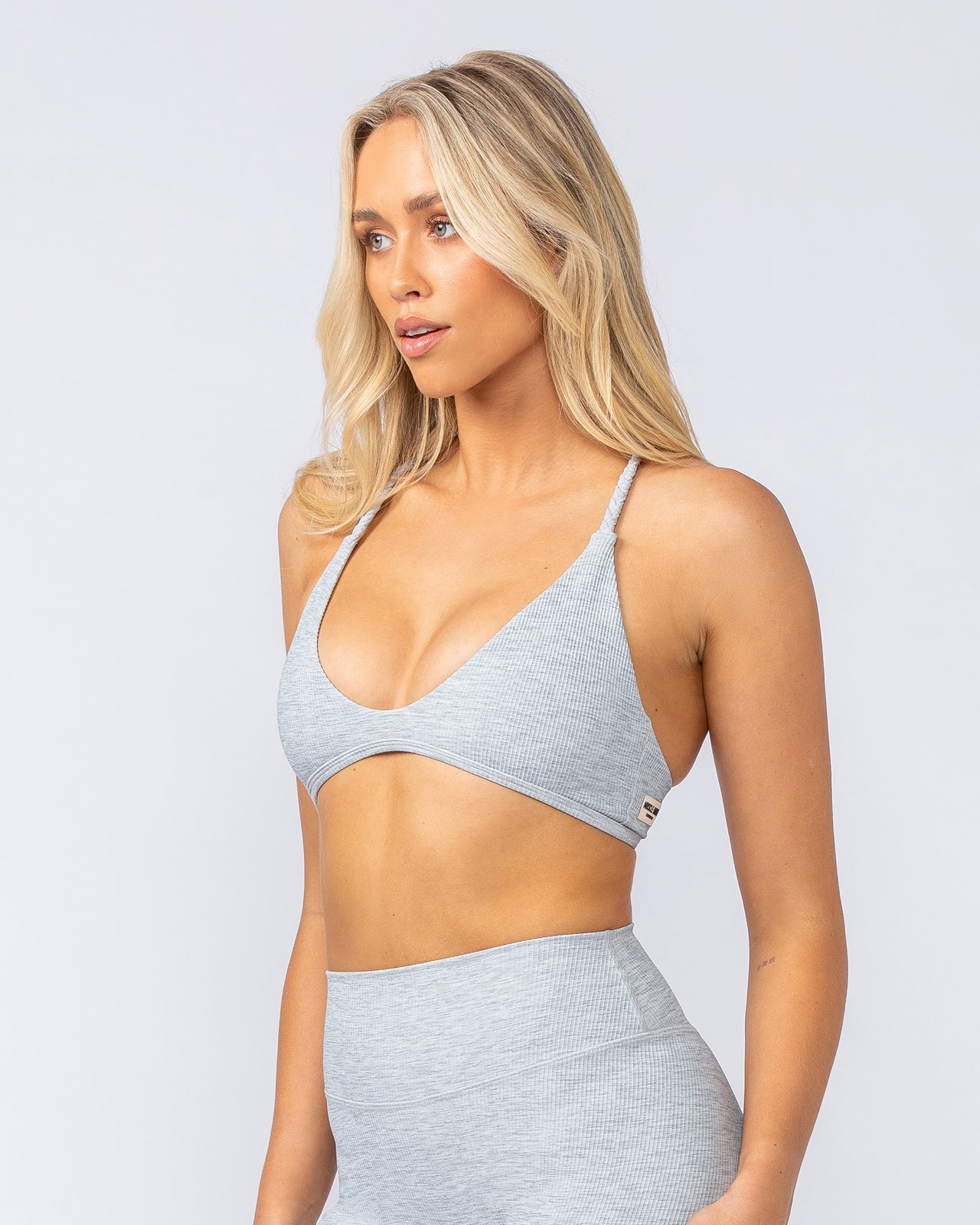 Breeze Rib Bralette Grey Marl - Muscle Nation women's bralette, view 3