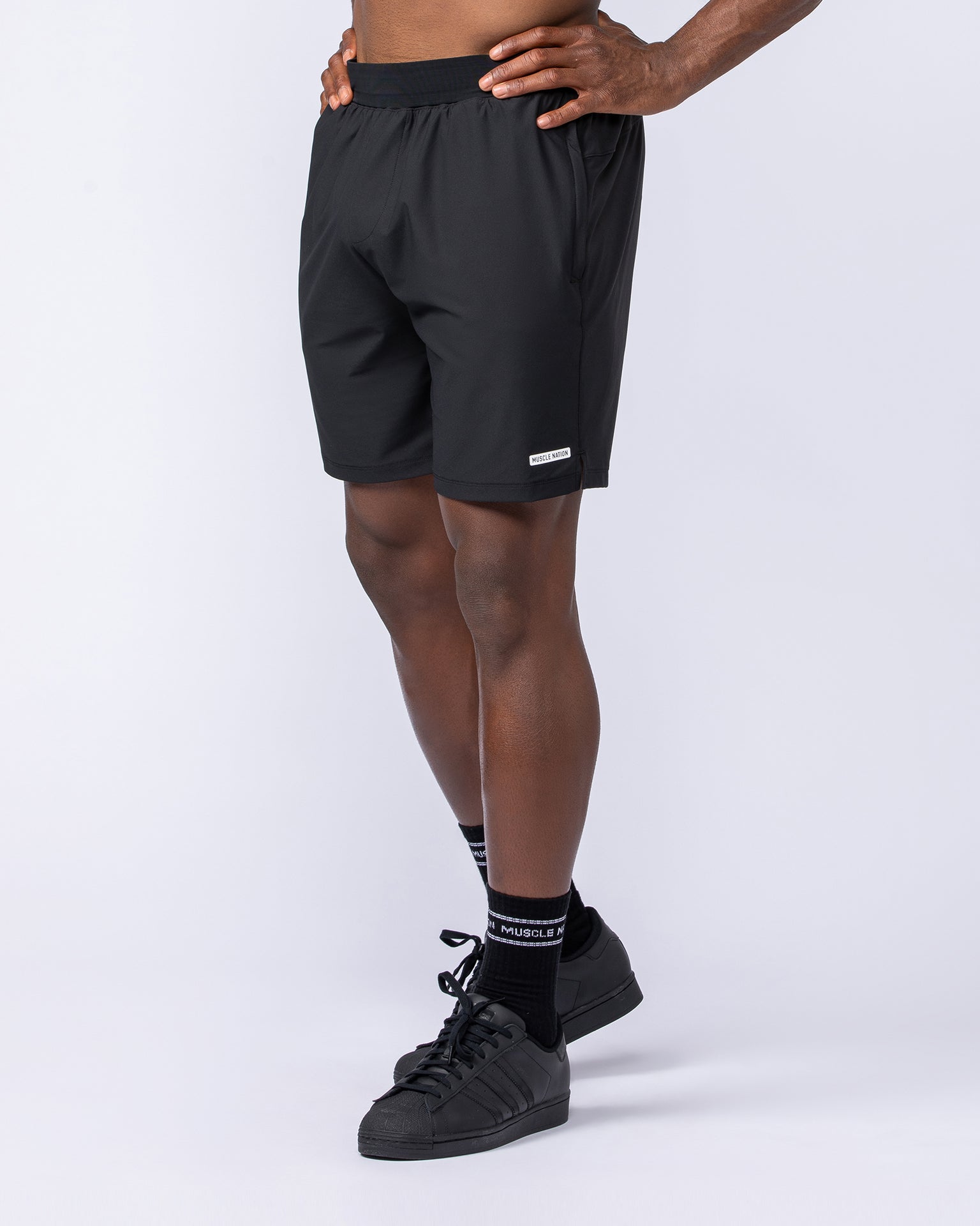 On Repeat Training 7" Shorts - Black-Shorts-S-112465BLK-S-MNAPPRL35690-1-Muscle Nation