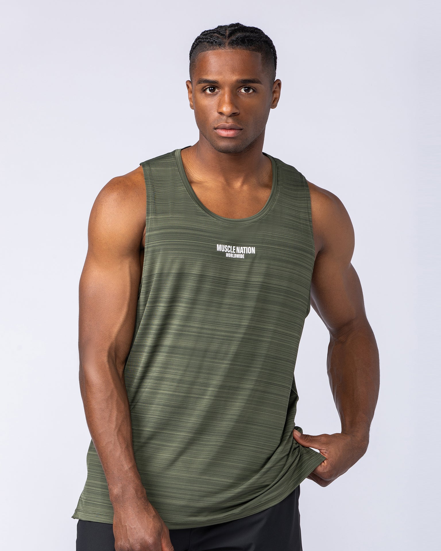 Worldwide Active Tank - Dark Khaki-Singlets & Tanks-S-112468DKHAKI-S-MNAPPRL34947-1-Muscle Nation