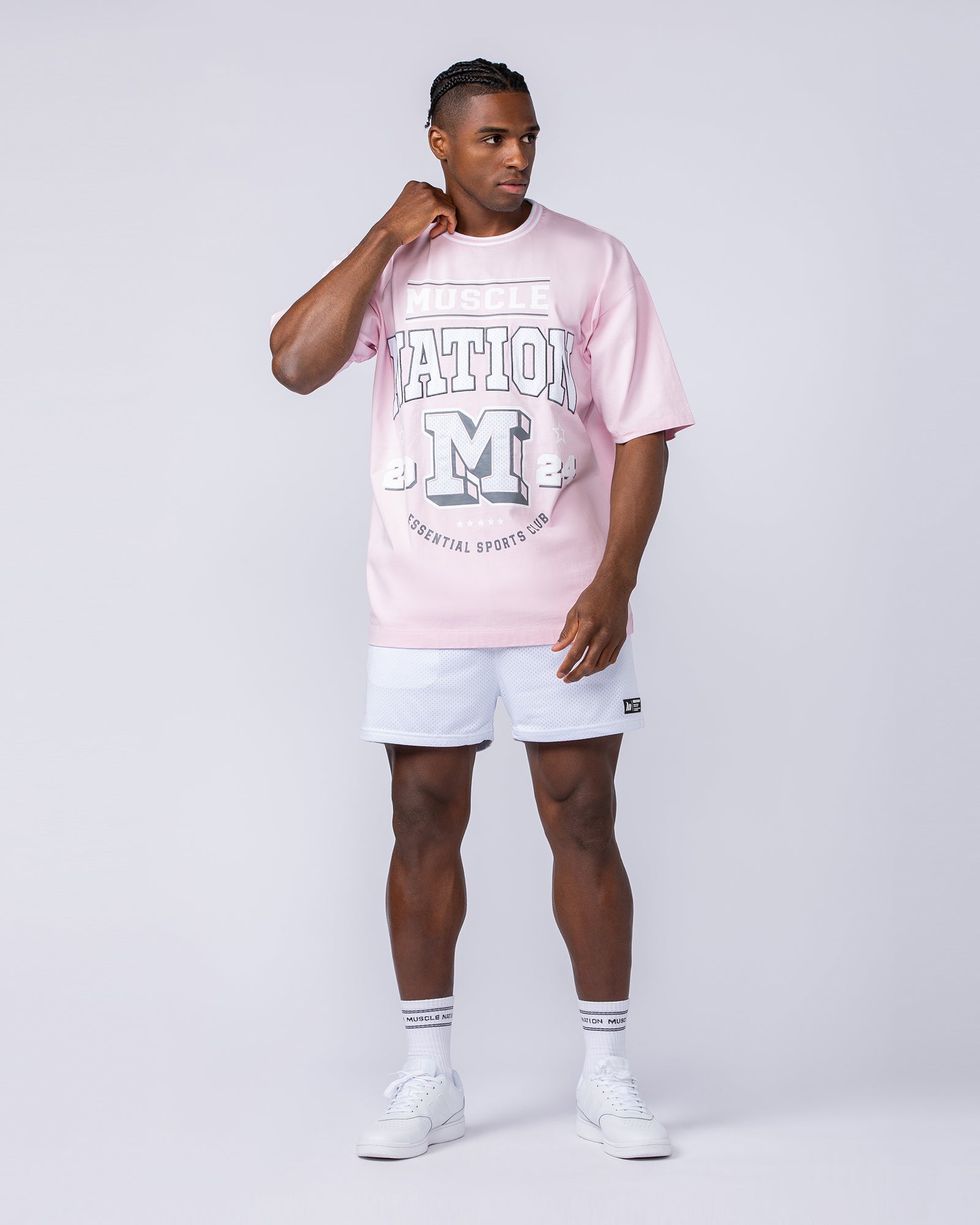 Sporting Club Oversized Tee - Soft Pink-T-Shirts-XS-1124205SFTP-XS-MNAPPRL35275-5-Muscle Nation
