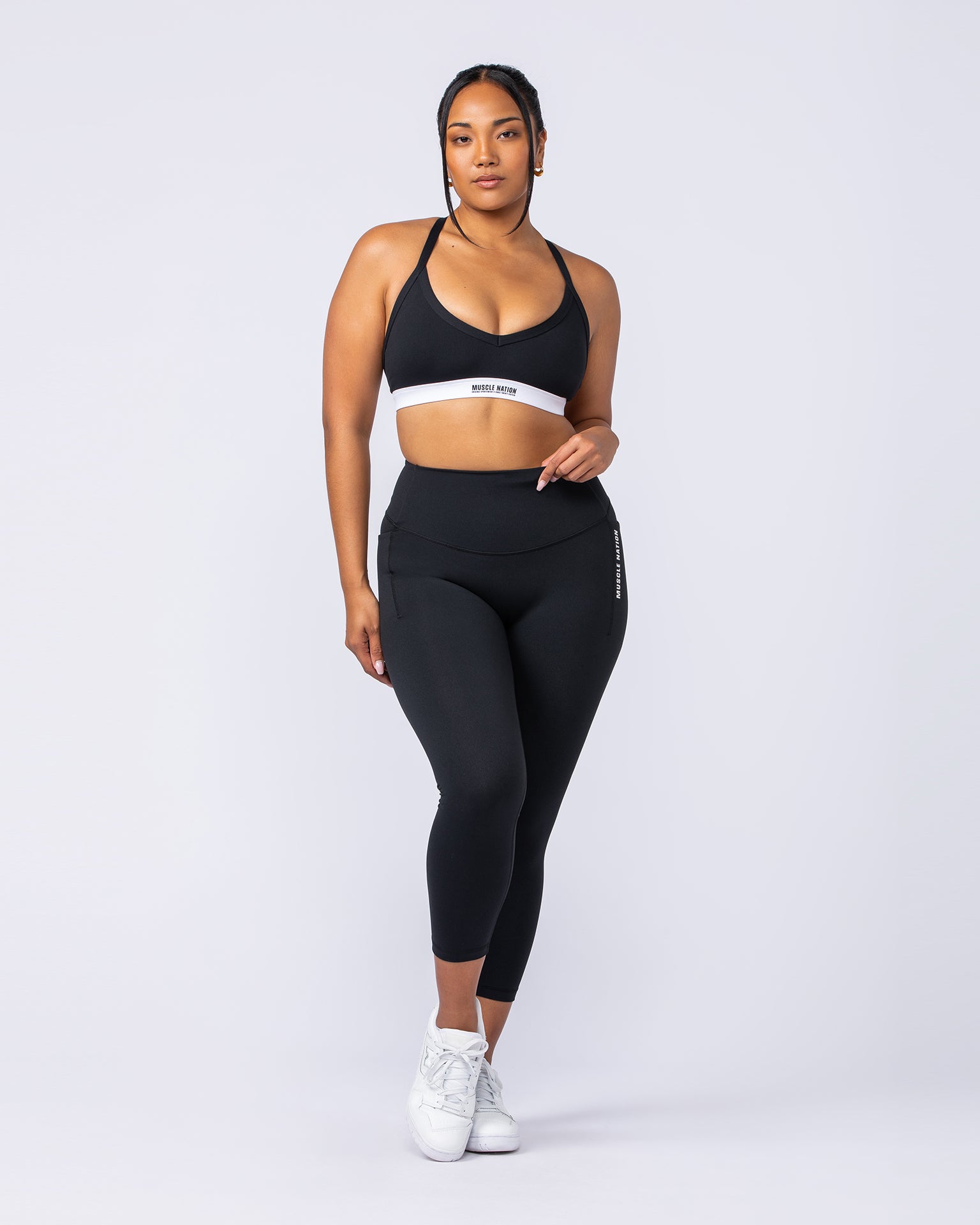 Core Pocket 7/8 Leggings - Black-Leggings-XXS-112441BLK-XXS-MNAPPRL33406-6-Muscle Nation