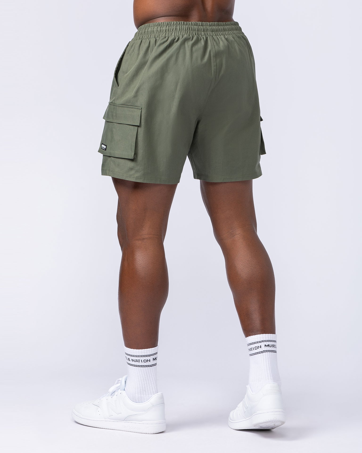 Daily Cargo 5" Shorts - Dark Khaki (Silicon Logo)-Shorts-S-112480DKHAKISIL-S-MNAPPRL35487-4-Muscle Nation