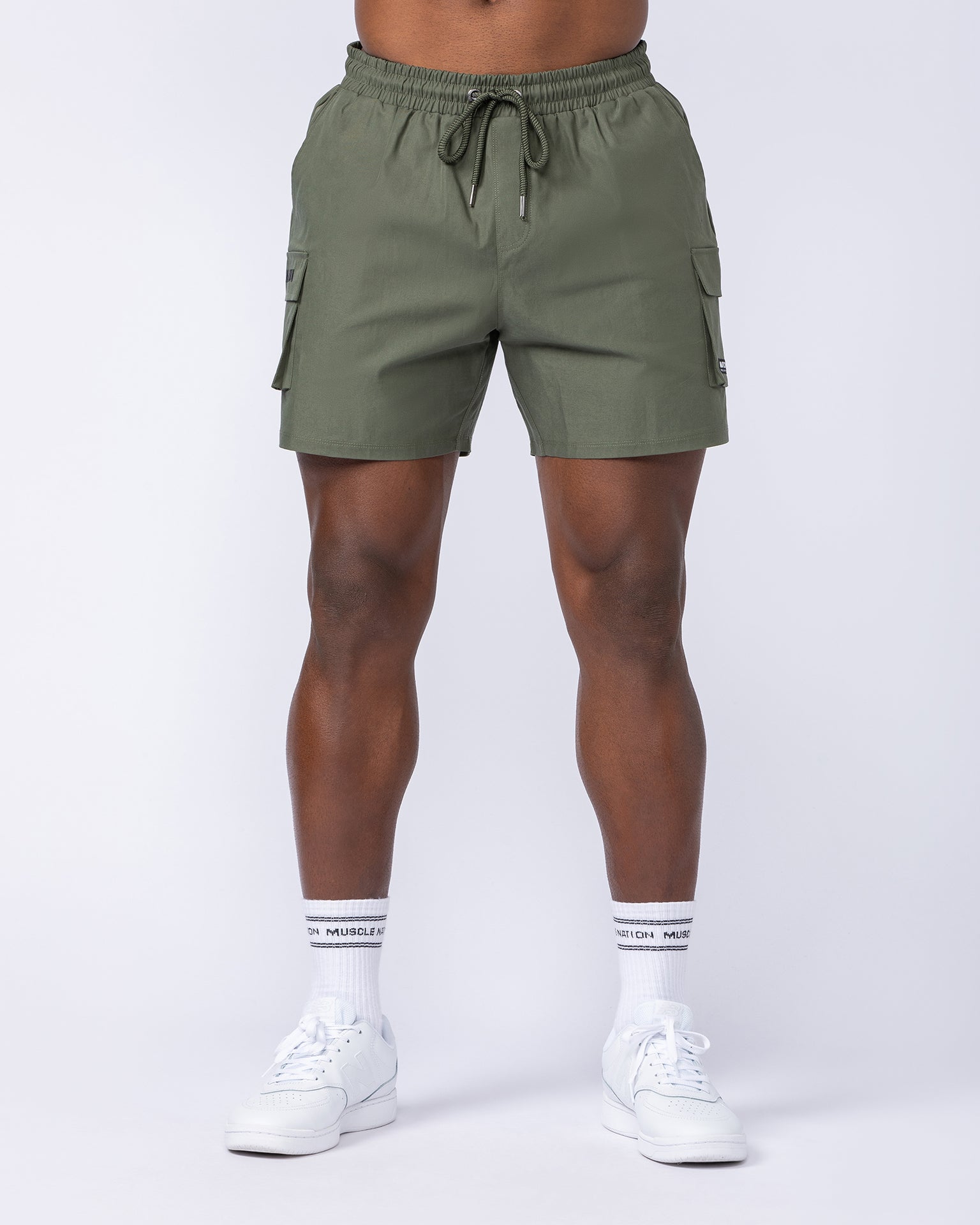 Daily Cargo 5" Shorts - Dark Khaki (Silicon Logo)-Shorts-S-112480DKHAKISIL-S-MNAPPRL35487-2-Muscle Nation