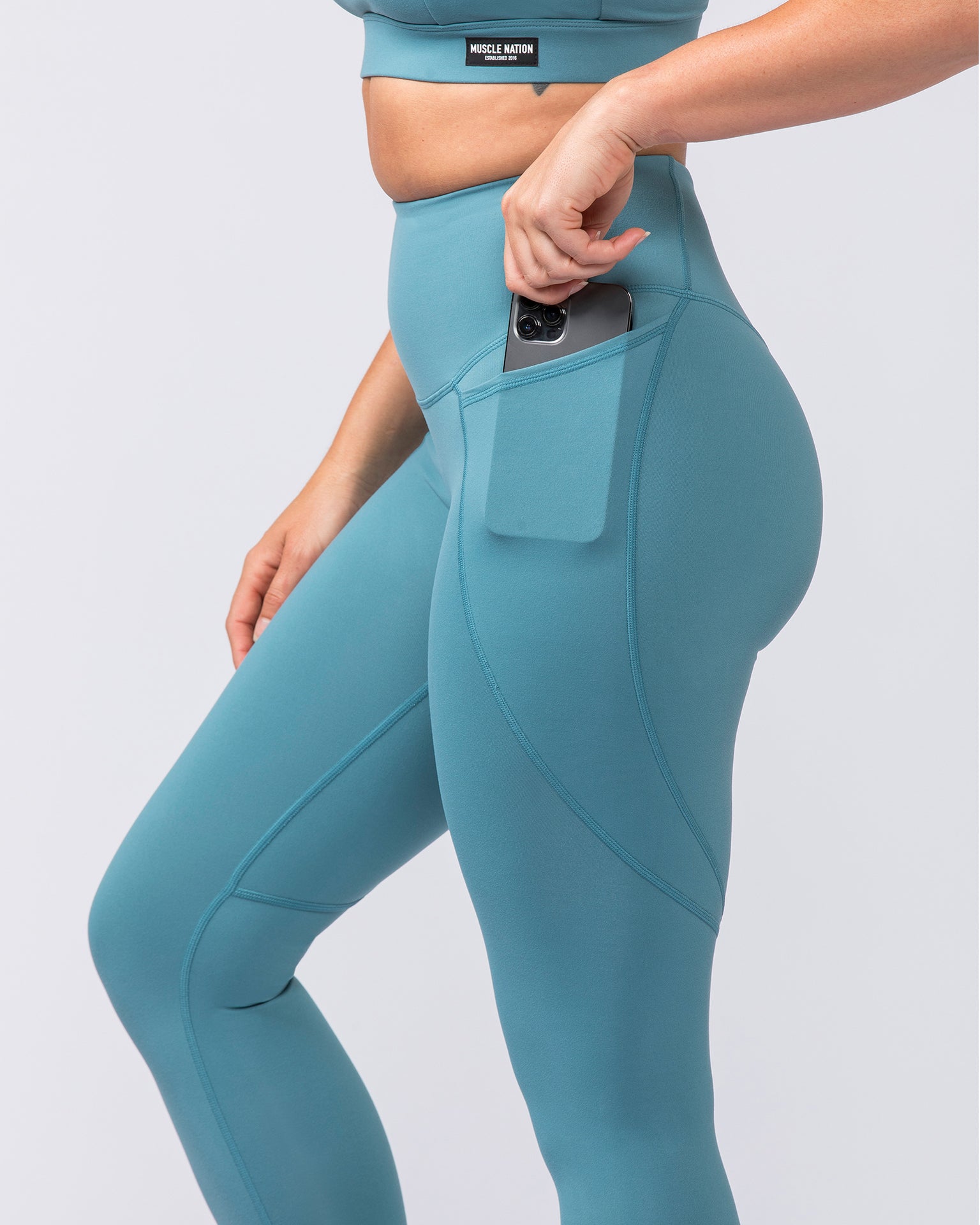 Signature Boost Pocket Ankle Length Leggings - Harbour-Leggings-XXS-112350HARBR-XXS-MNAPPRL27203-1-Muscle Nation