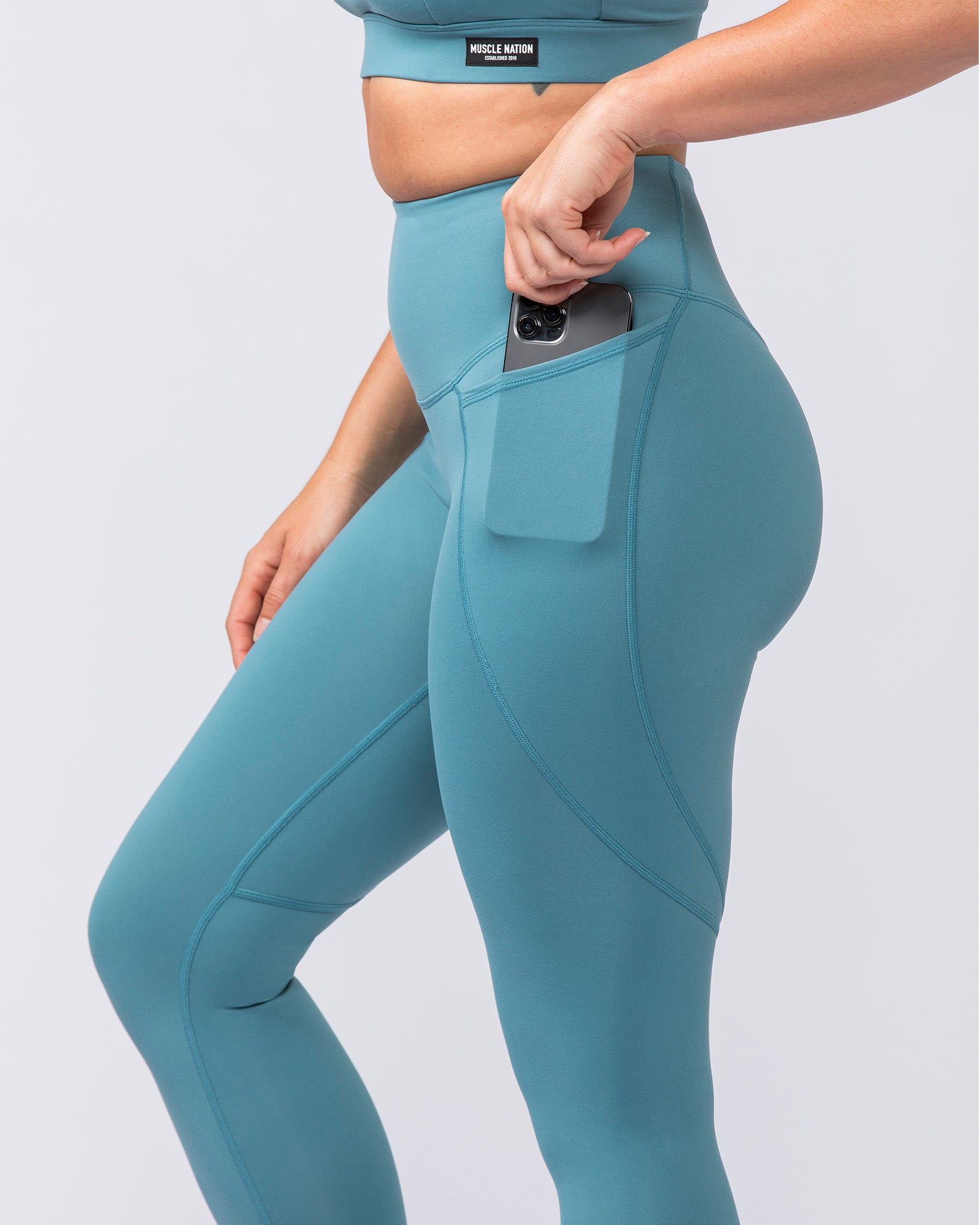 Signature Boost Pocket Ankle Length Leggings - Harbour-Leggings-XXS-112350HARBR-XXS-MNAPPRL27203-1-Muscle Nation