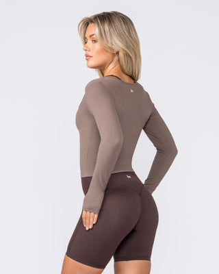 Base Long Sleeve Top - Taupe-Tops-XXS-032609TAUPE-XXS-MNAPPRL49147-2-Muscle Nation