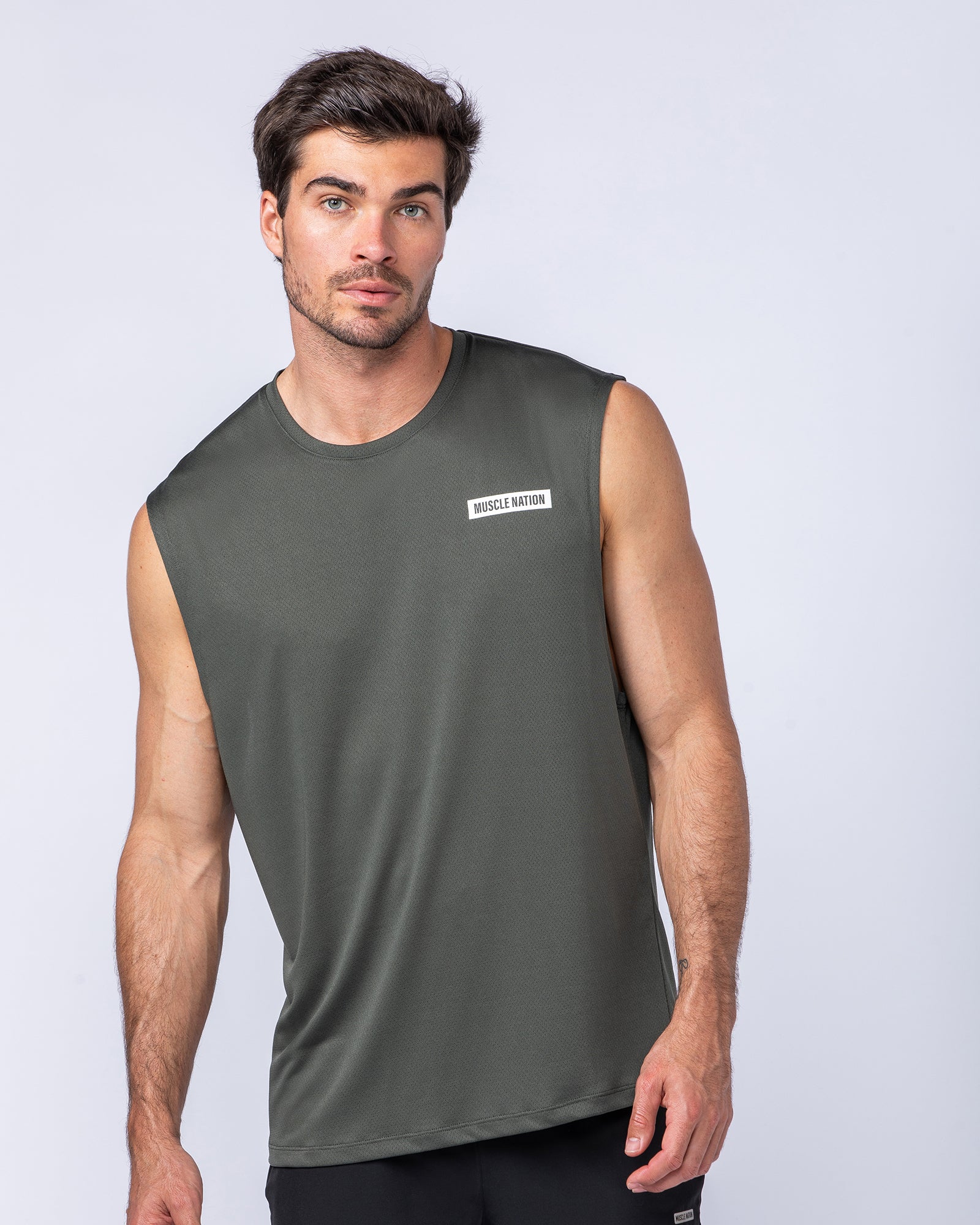 Relaxed Active Tank - Dark Khaki-Singlets & Tanks-S-112476DKHAKI-S-MNAPPRL34989-1-Muscle Nation