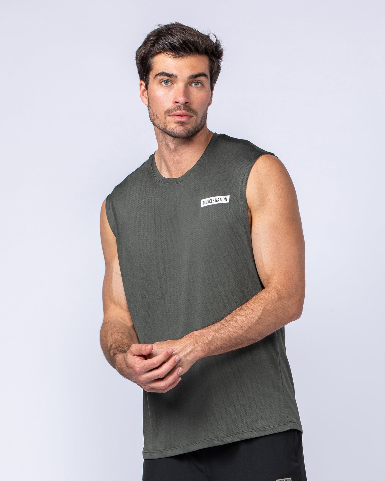 Relaxed Active Tank - Dark Khaki-Singlets & Tanks-S-112476DKHAKI-S-MNAPPRL34989-2-Muscle Nation