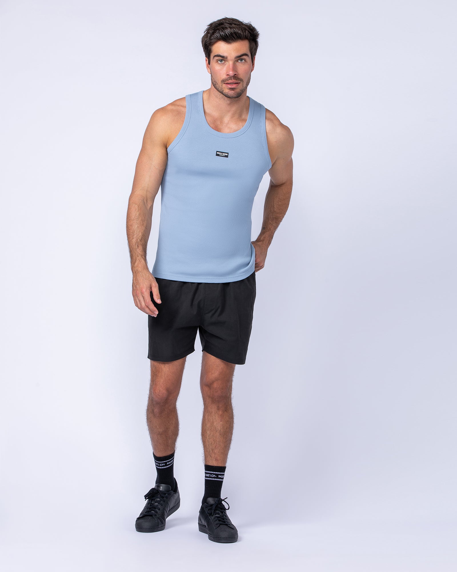 Rib Fitted Training Tank - Sky Blue-Singlets & Tanks-S-1124126SKYBLU-S-MNAPPRL35017-5-Muscle Nation