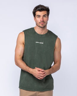 Boxy Vintage Tank - Dark Khaki-Singlets & Tanks-S-022478WHDRKH-S-MNAPPRL30211-1-Muscle Nation