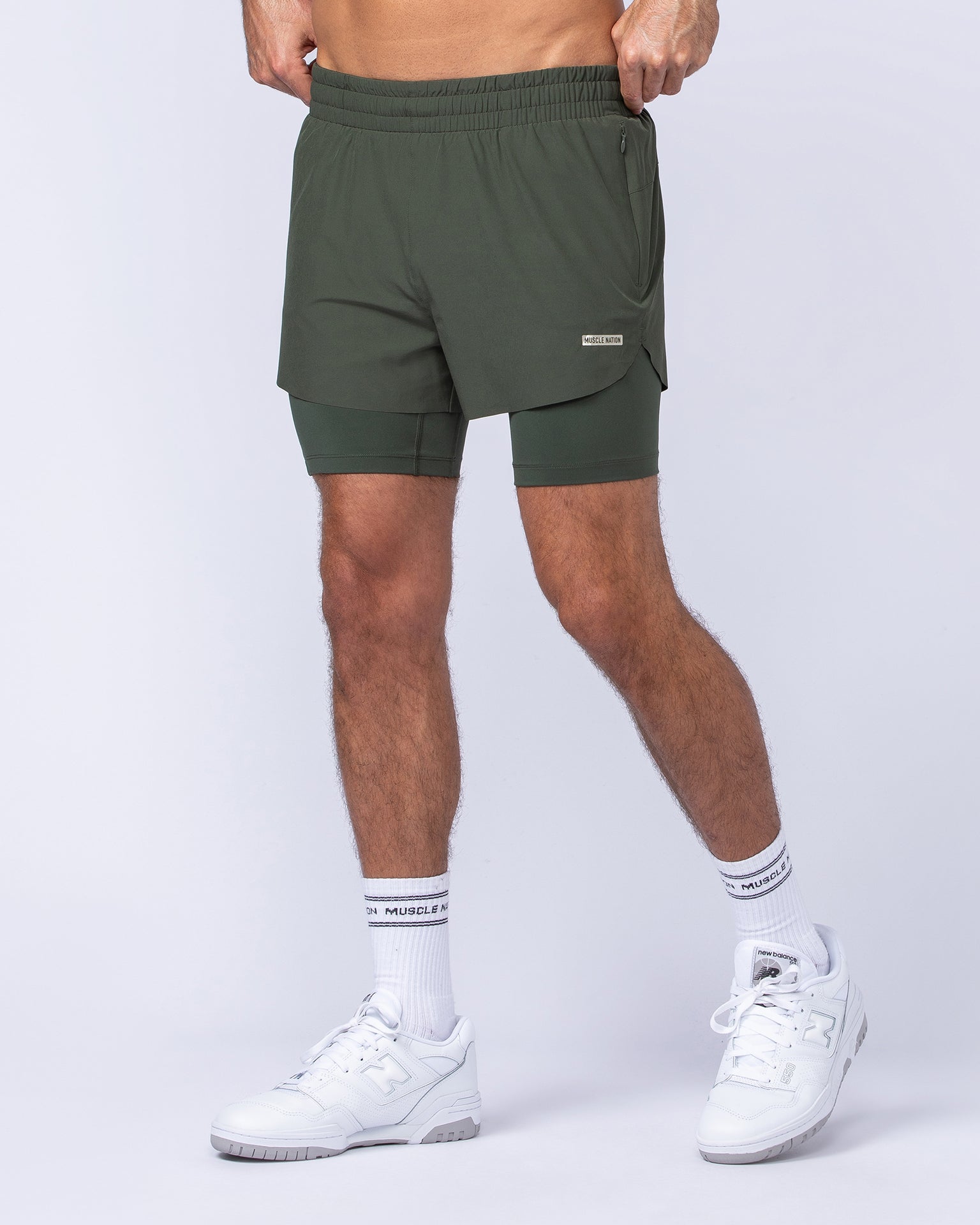 Hybrid 3" Shorts - Dark Khaki-Shorts-S-112464DKHAKI-S-MNAPPRL35368-1-Muscle Nation