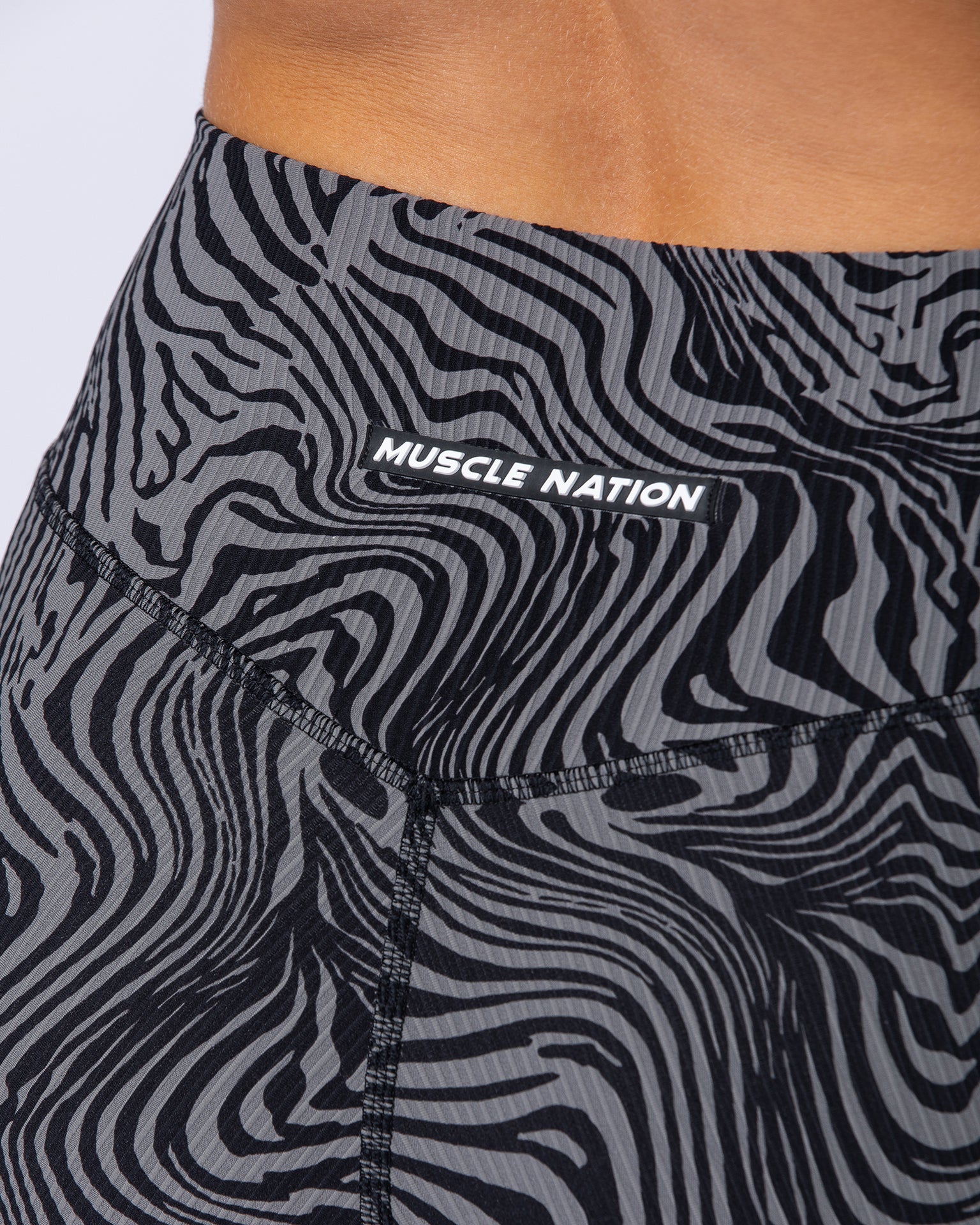 Zero Rise Rib Ankle Length Leggings - Black Zebra-Leggings-XXS-112421BLKZEB-XXS-MNAPPRL33262-3-Muscle Nation