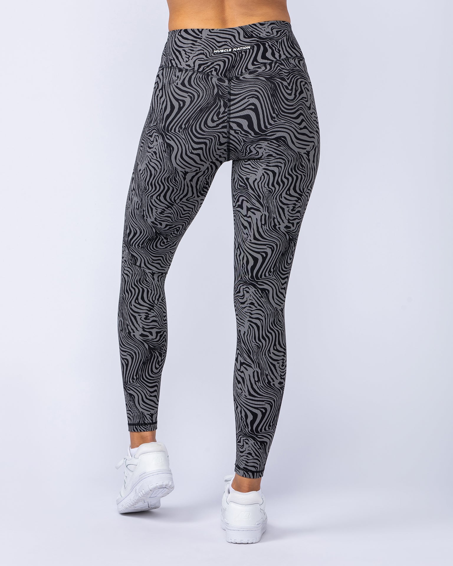 Zero Rise Rib Ankle Length Leggings - Black Zebra-Leggings-XXS-112421BLKZEB-XXS-MNAPPRL33262-6-Muscle Nation