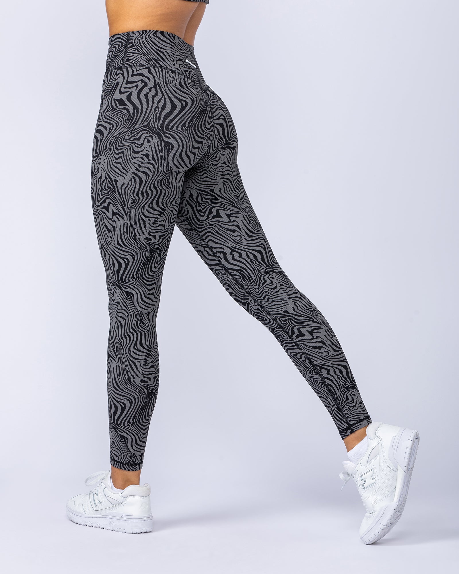 Zero Rise Rib Ankle Length Leggings - Black Zebra-Leggings-XXS-112421BLKZEB-XXS-MNAPPRL33262-4-Muscle Nation